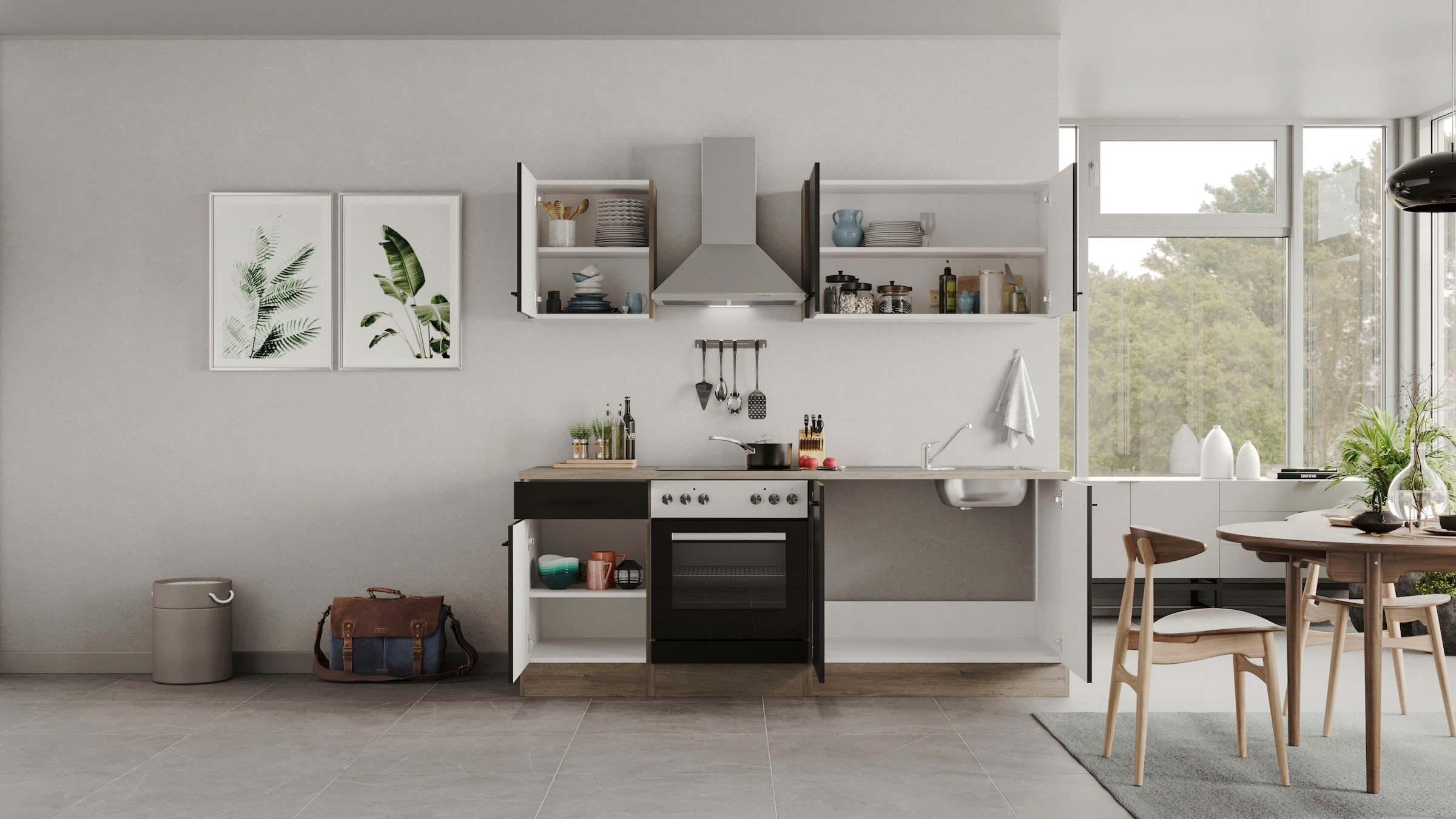 Flex-Well Küchenzeile »Capri« mit und ohne E-Geräten erhältlich, Gesamtbreite 210 cm