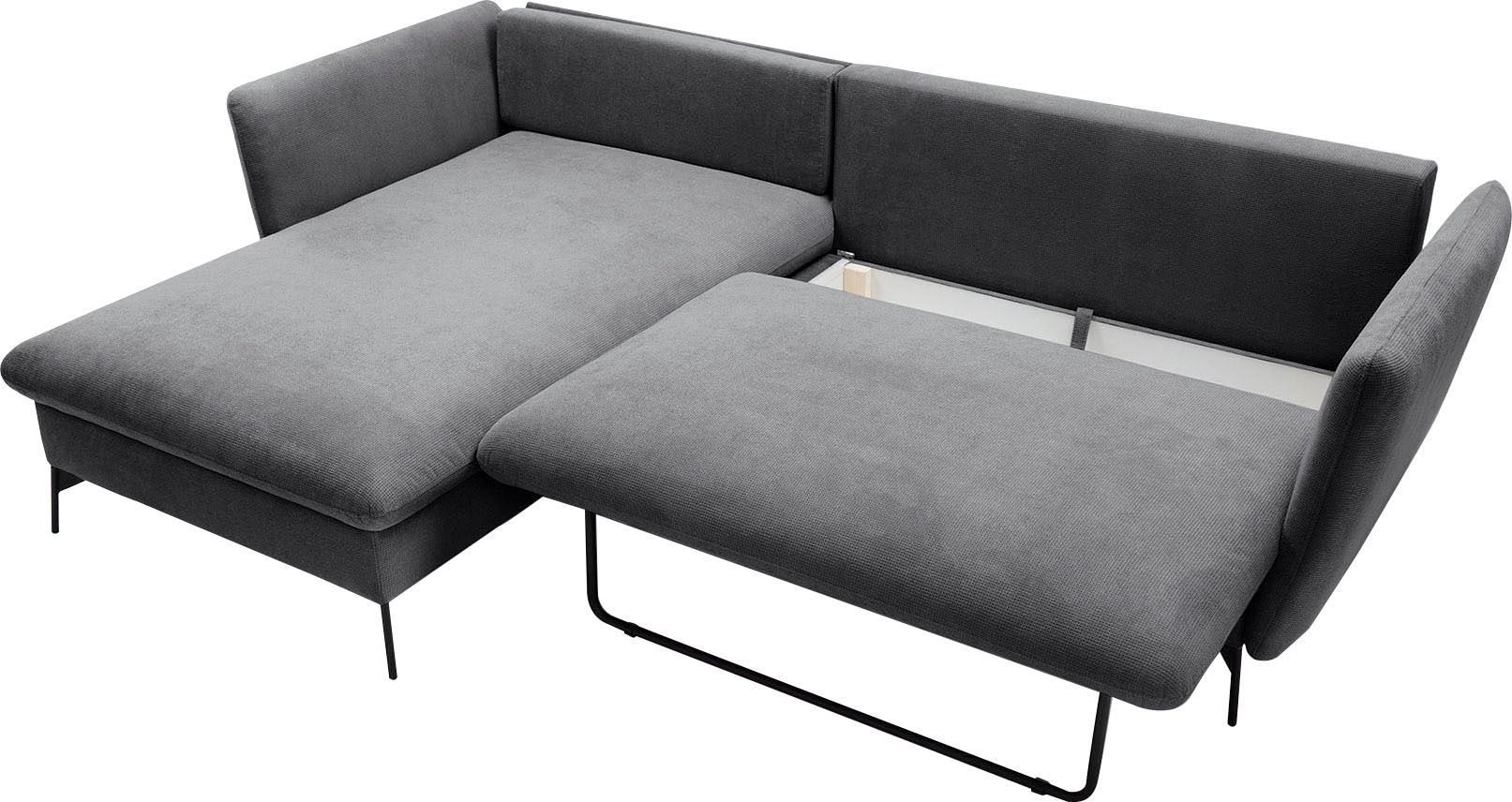 andas Ecksofa »LIVORNO,258 cm, L-Form,«, Schlaffunktion u. Bettkasten (139/224cm), Samt, Struktur, Webstoff
