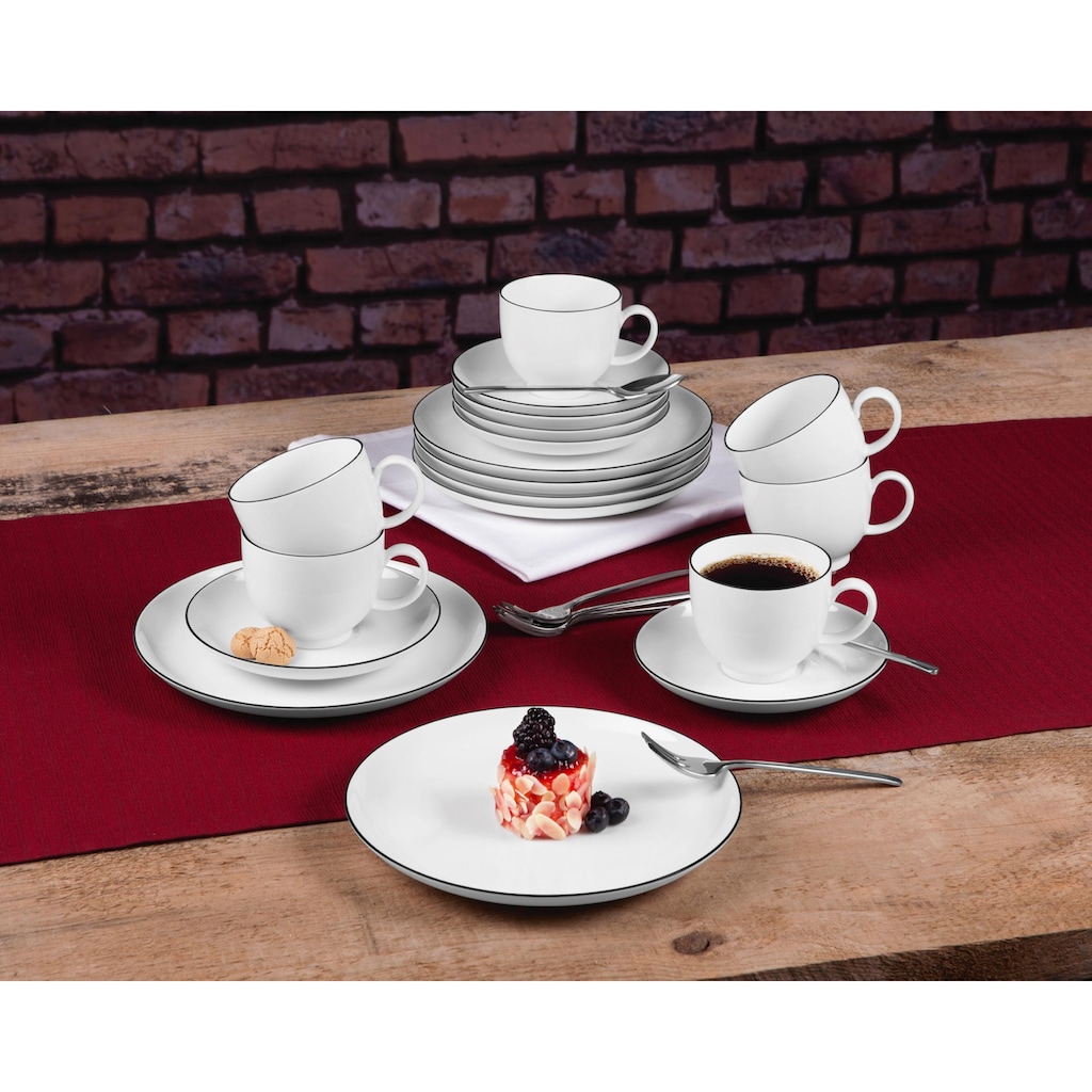 Seltmann Weiden Kaffeeservice »Geschirr-Set, Service Lido Black Line«, (Set, 18 tlg.)