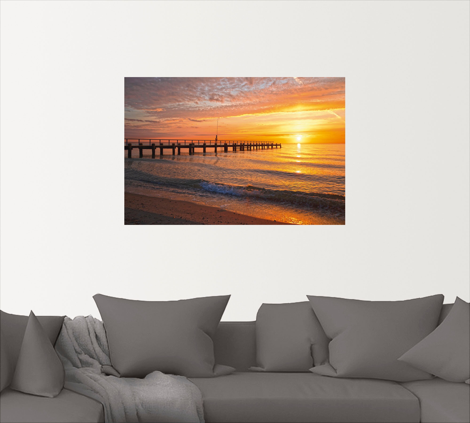 Artland Wandbild »Urlaubsfeeling am Ostseestrand«, Bilder vom Sonnenuntergang & -aufgang (1 Stück), in vielen Größen & Produktarten - Alubild/Outdoorbild, Leinwandbild, Poster, Wandaufkleber/Wandtattoo auch für Badezimmer geeignet