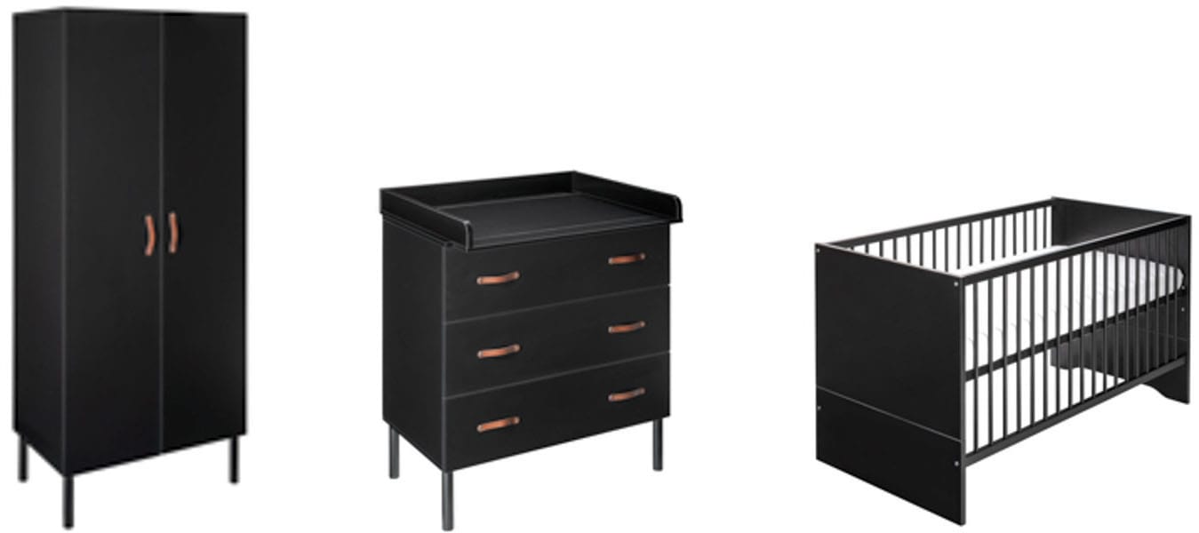 Schardt Babyzimmer-Komplettset »Camiel Black«, (Set, 3 St., Kinderbett, Schrank,... kaufen