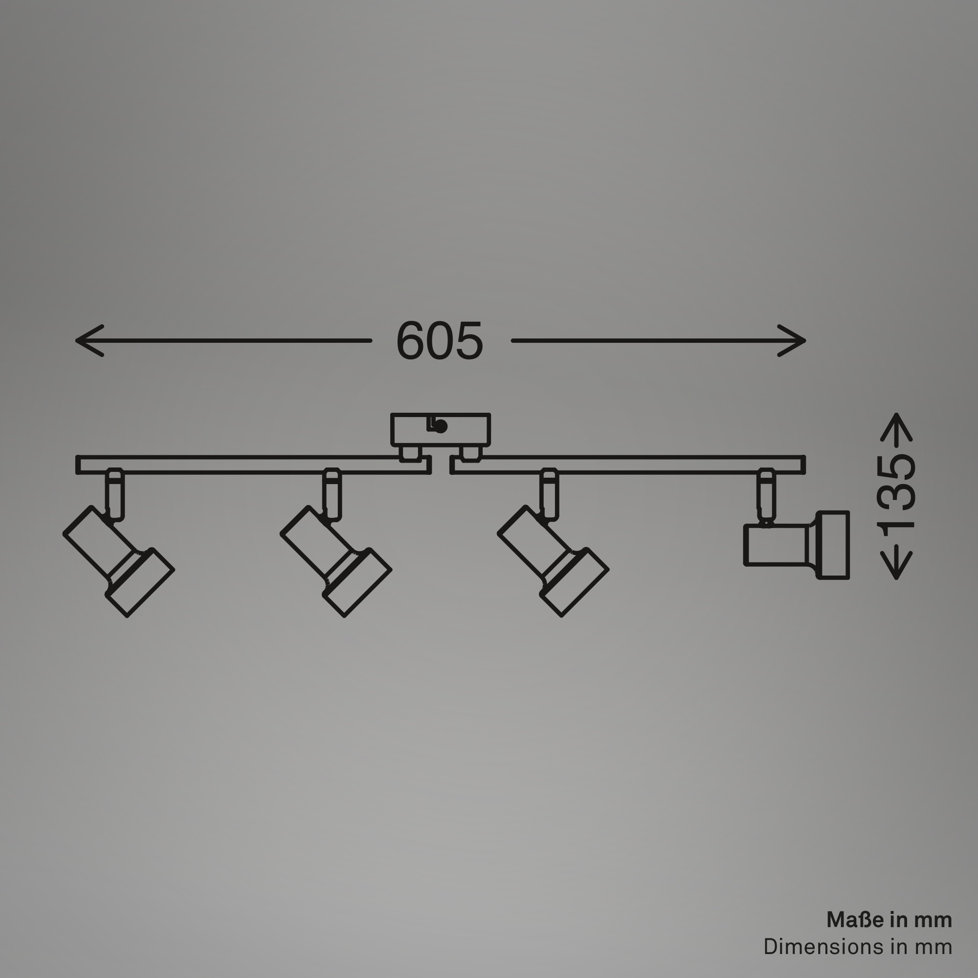 Briloner Leuchten LED Deckenspots »TAPP« GU10 1 Stk. 60,5x13,5 cm, Wohnzimmer, Schlafzimmer, Flur, Büro