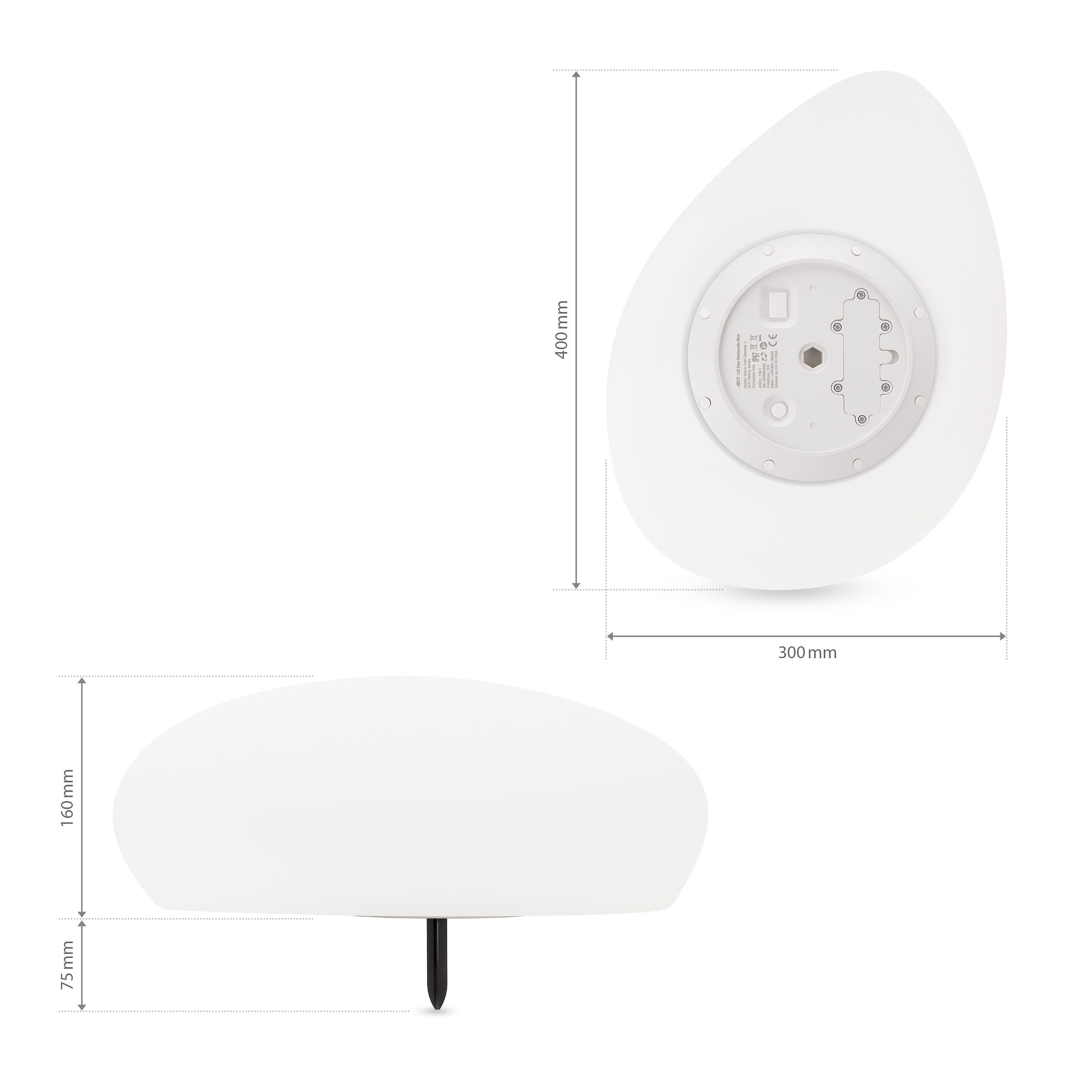 my home LED Solarleuchte »Elowyn, LED-Solar Steinleuchte 40 cm«, Leuchtmittel LED-Modul | LED fest integriert, mit Erdspieß