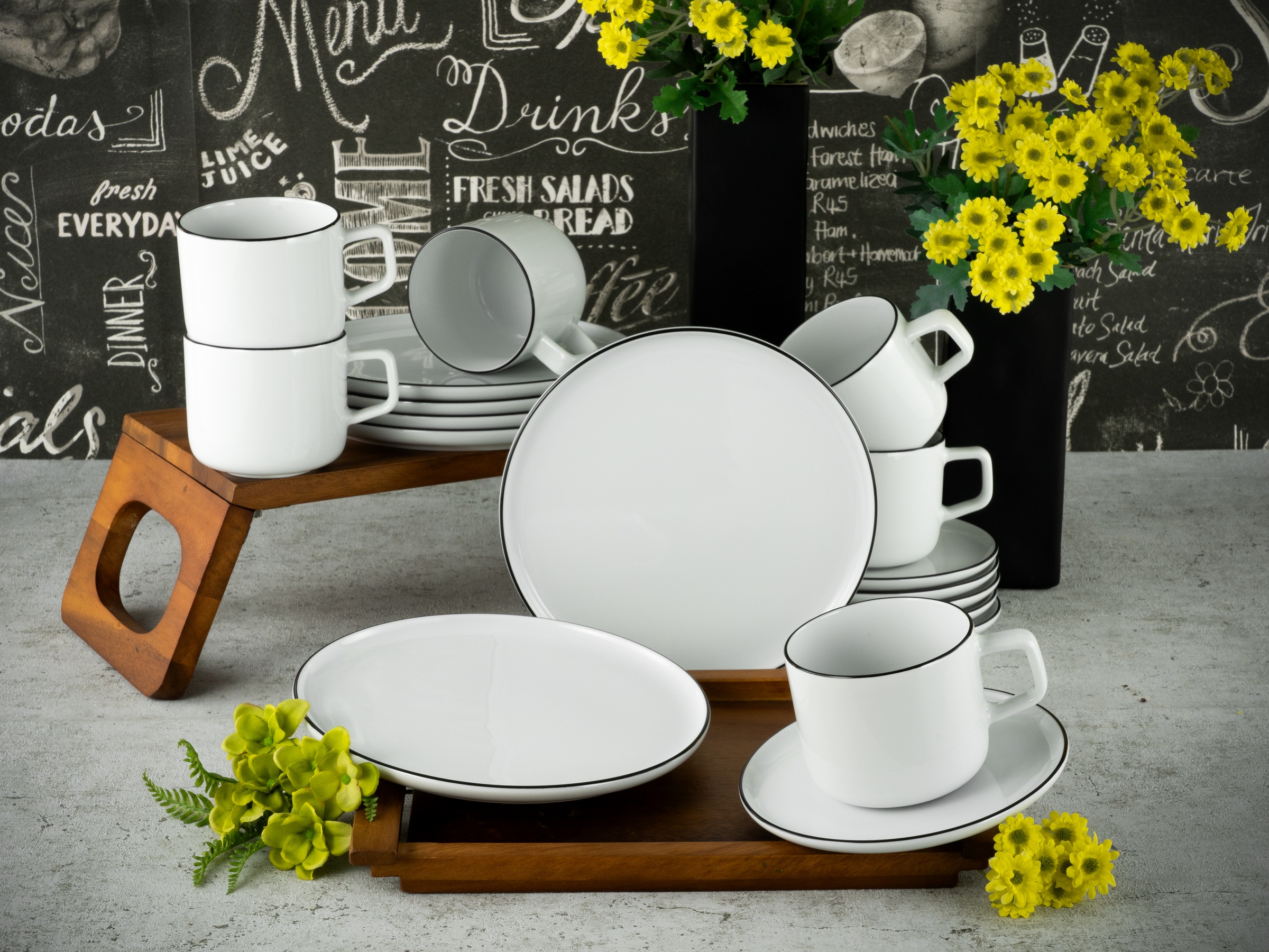 CreaTable Kaffeeservice »Chef Collection Black Line, Kaffee-Service 18-tlg« günstig online kaufen