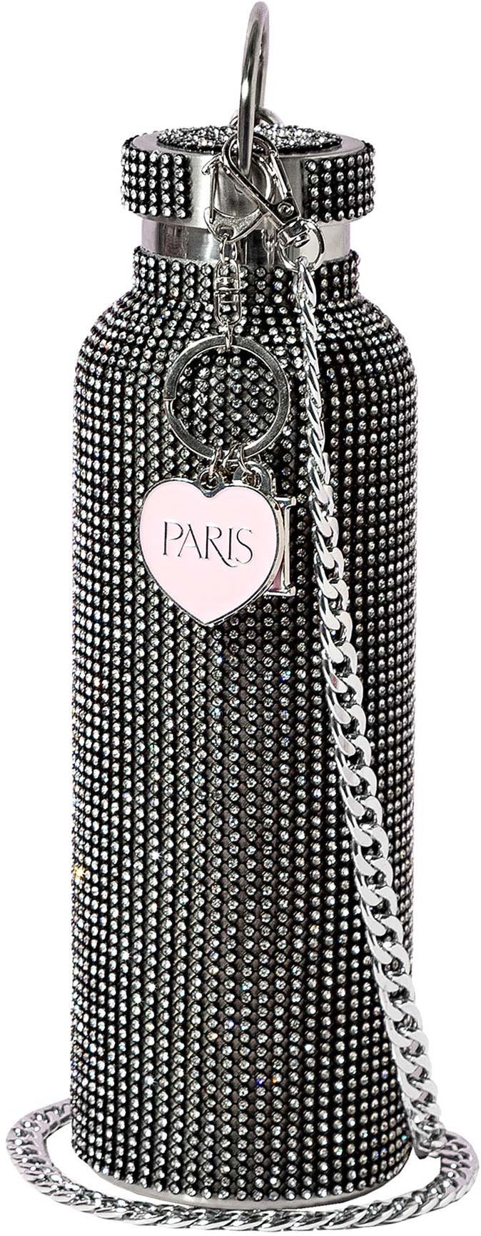 Paris Hilton Trinkflasche »Paris Hilton, Luxus Trinkgefäß mit über 5000 Strasssteinen«, (1 tlg.), Wasserflasche in Diamant-Optik, Luxusgetränkebehälter, aus Edelstahl