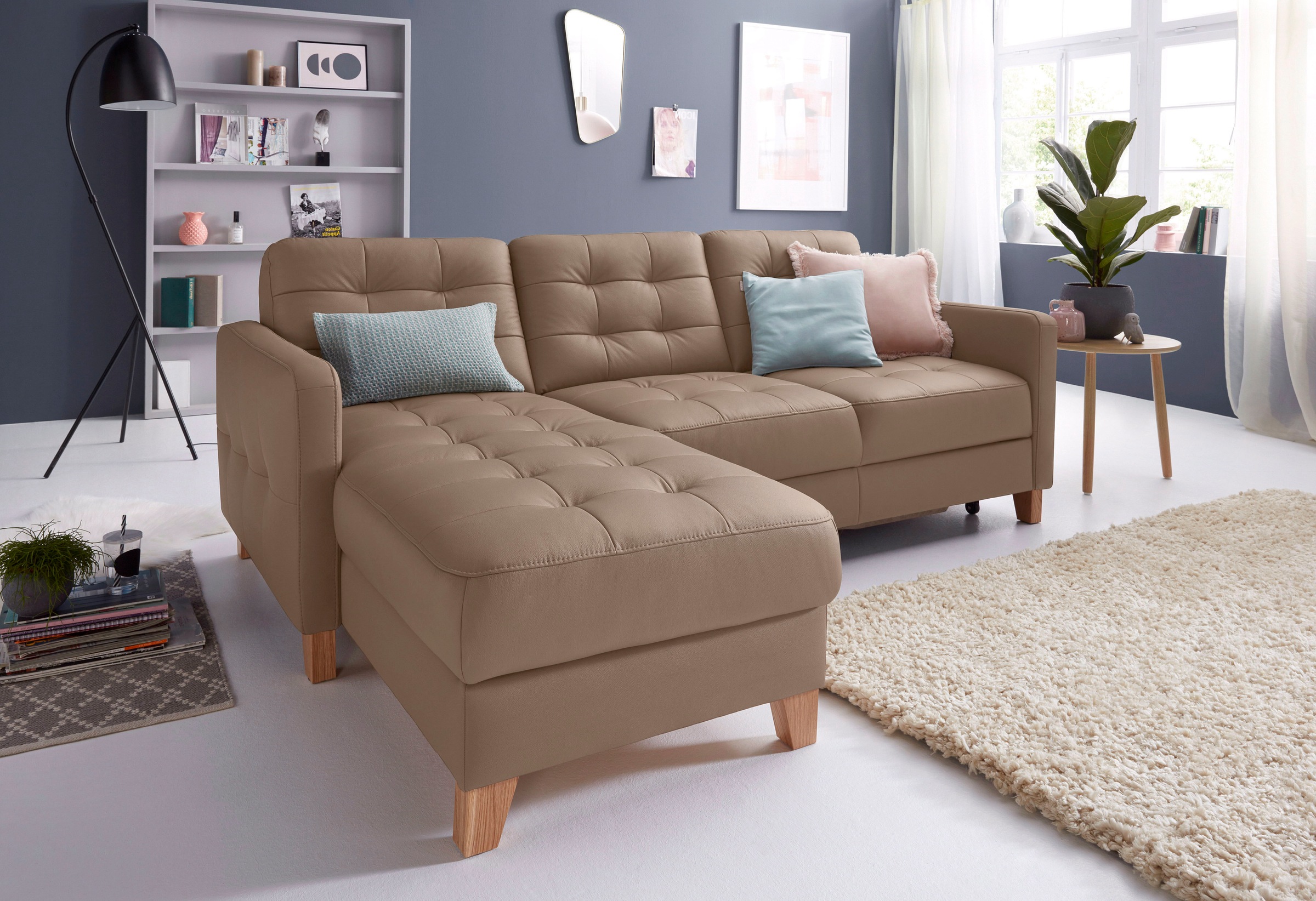 exxpo - sofa fashion Ecksofa »Elio, kompakt und komfortabel, bequem und zeitloses Design, L-Form«, wahlweise mit Bettfunktion