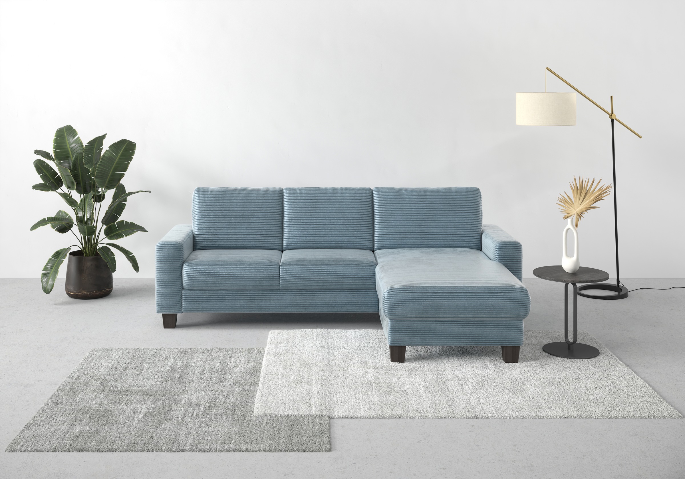 Home affaire Ecksofa »Summer L-Form«, mit Recamiere, mit oder ohne Bettfunktion und Bettkasten, Cord-Bezug