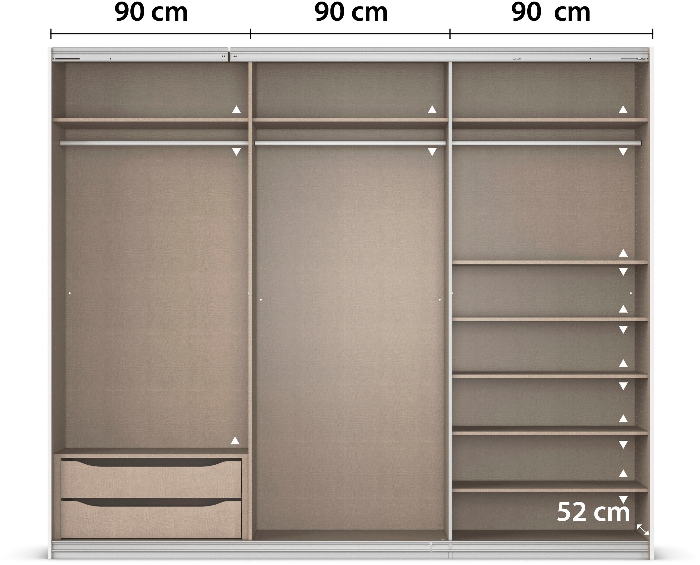INOSIGN BY RAUCH Schwebetürenschrank »Kleiderschrank Schrank Garderobe Schlafzimmerschrank THANOS«, (in 3 verschiedenen Ausstattungen BASIC/CLASSIC/PREMIUM), Optional mit Spiegel, Metall-Griffleisten alufarben MADE IN GERMANY