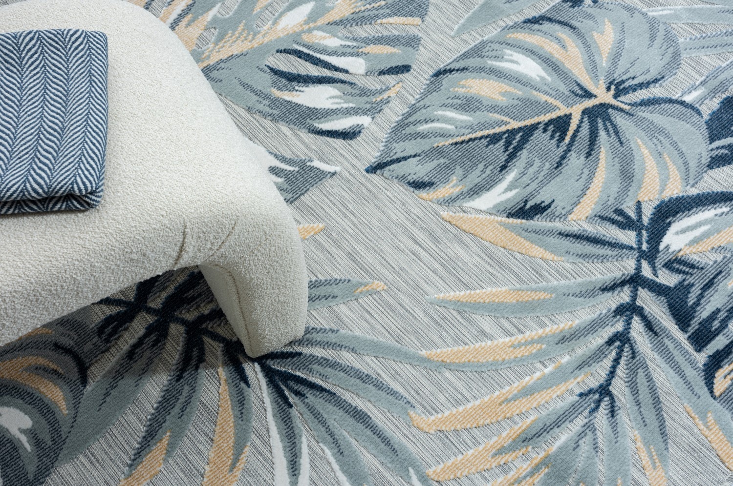 Myflair Möbel & Accessoires Teppich »Sol Lagerräumung«, rechteckig, 8 mm Höhe, Blätter Motiv, Hoch-Tief Effekt, Outdoor geeignet, Balkon, Terrasse