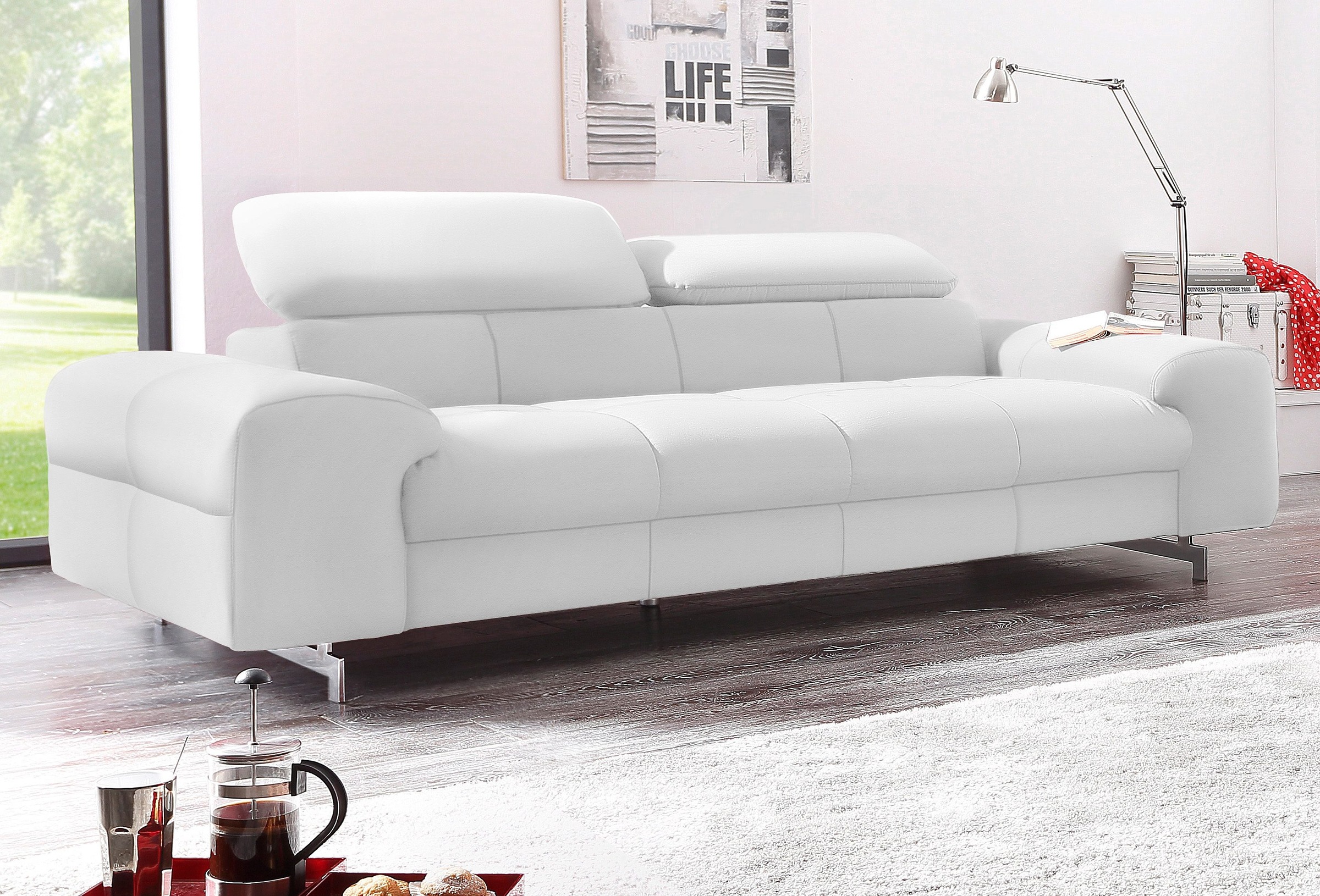 COTTA 3-Sitzer »Chef«, Big-Sofa mit Kopfteilverstellung, edle Metallkufen günstig online kaufen