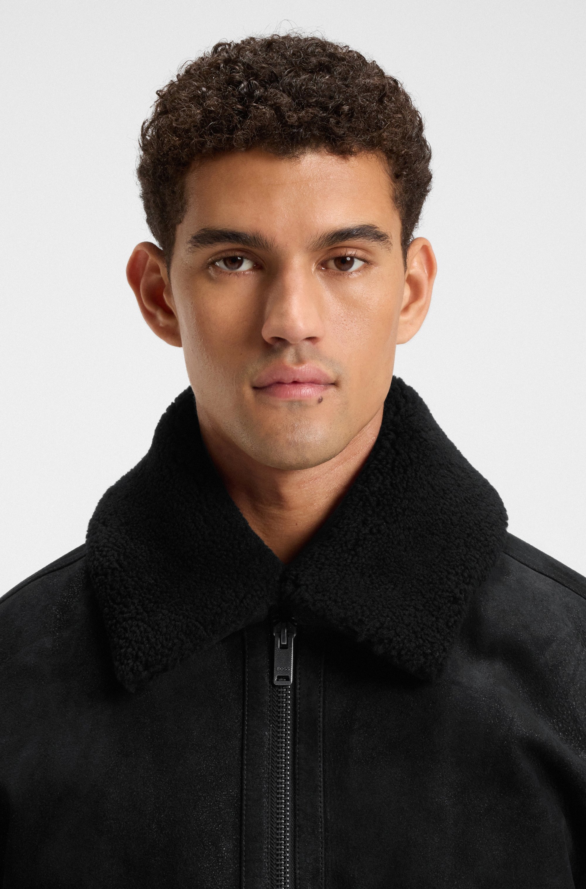 BOSS ORANGE Bomberjacke »Jonier«, aus Velourleder, abnehmbarer Kragen