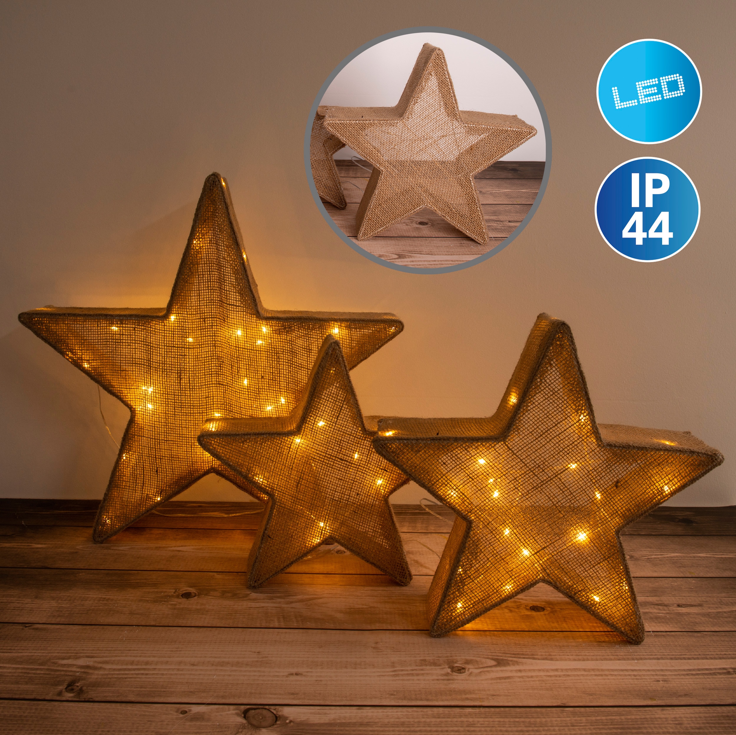 näve LED Stern »Weihnachtsstern, 3er Set Deko-Weihnachtssterne, Weihnachtsd günstig online kaufen