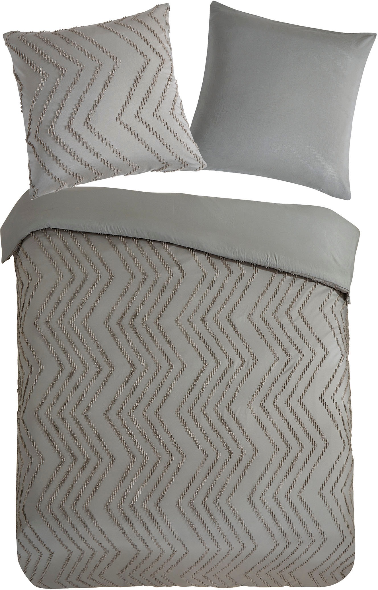 PURE luxury collection Bettwäsche »Zigzag«, Mikrofaser, 135x200, 2 Teilig, Pflegeleicht, Reißverschluss, Luxe, Uni