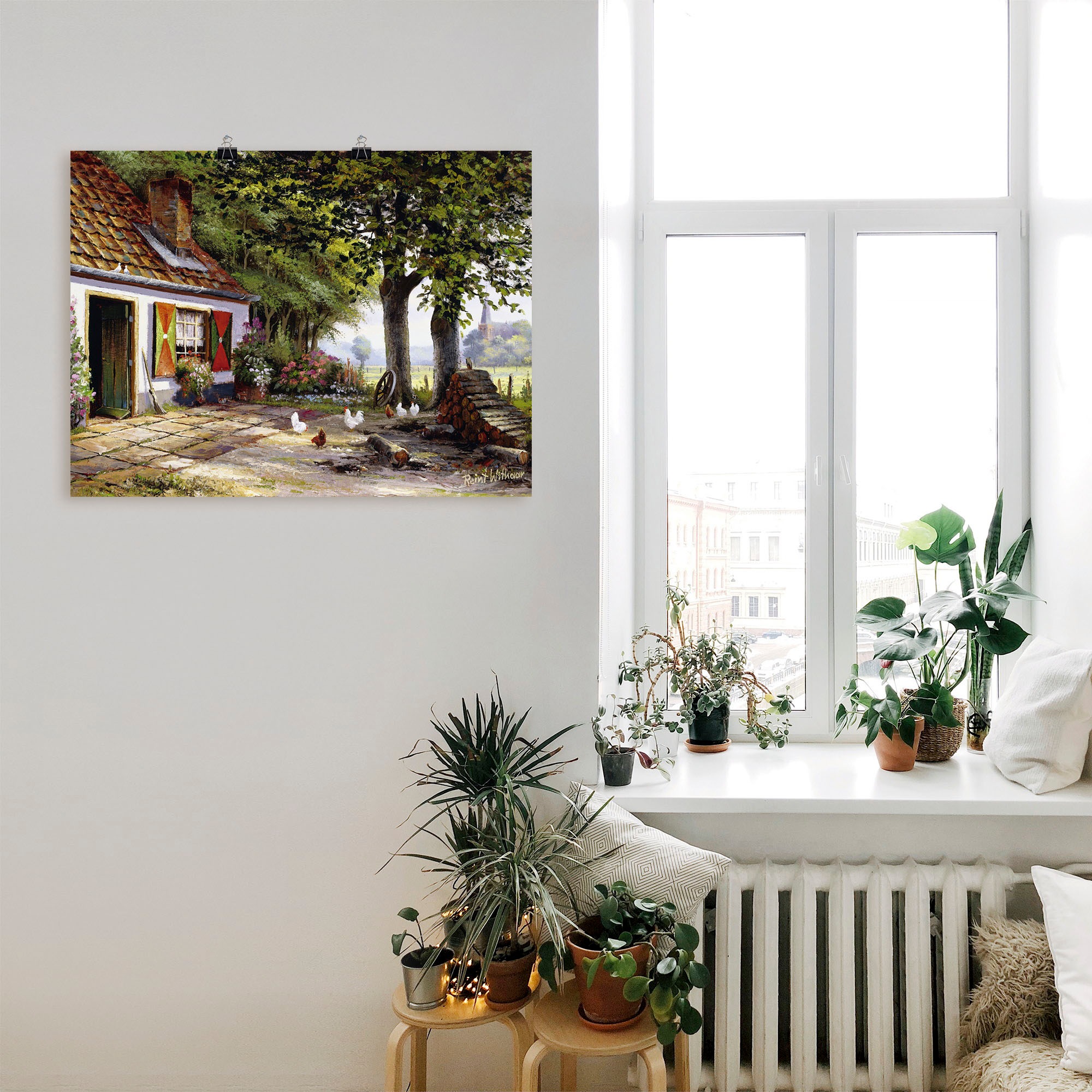 Artland Wandbild »Hühner auf dem Hof«, Garten, (1 St.), als Leinwandbild, Poster in verschied. Größen