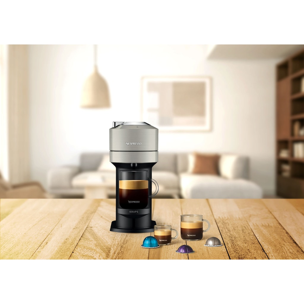 Nespresso Kapselmaschine »Vertuo Next Basic XN910B von Krups«, 54 % aus recyceltem Kunststoff, inkl. Willkommenspaket mit 12 Kapseln