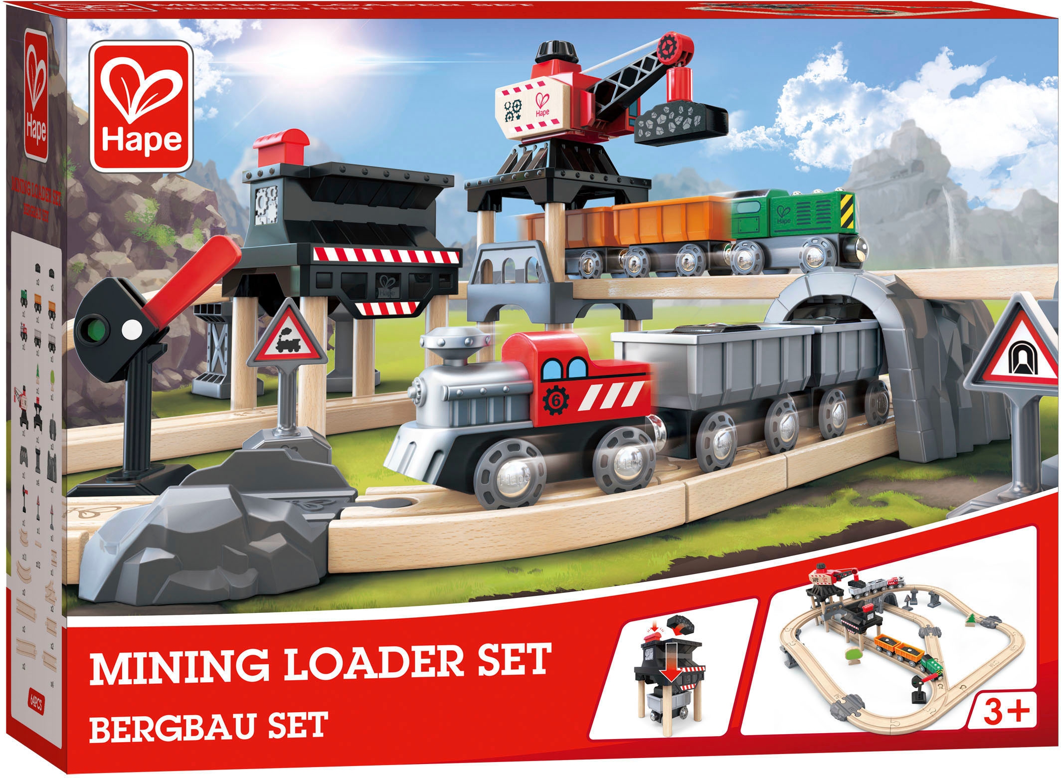 Hape Spielzeugeisenbahn-Gebäude »Bergbau-Set«, (Set, 64 tlg.), FSC®- schützt Wald - weltweit