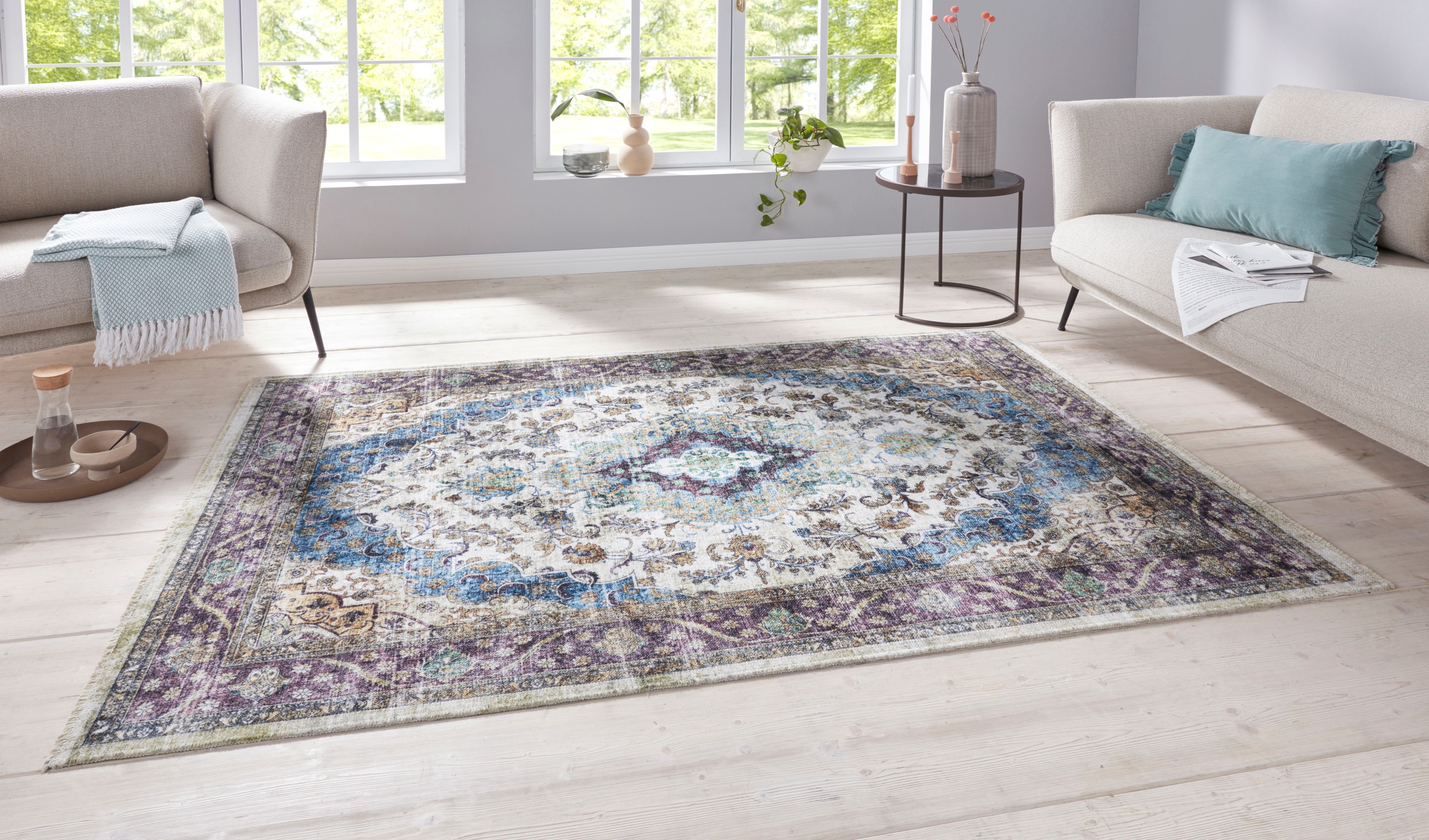 NOURISTAN Teppich »Keshan Sami«, rechteckig, 7 mm Höhe, Orient Optik, Used Look, Robust, Pflegeleicht, Gekettelt