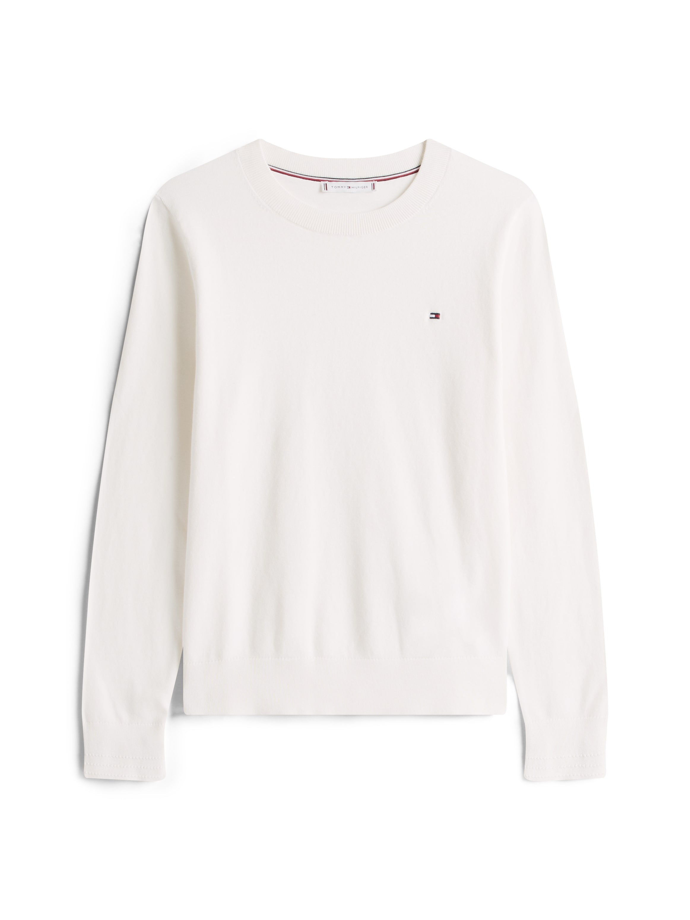 Tommy Hilfiger Rundhalspullover »CO JERSEY STITCH LS C-NK SWT«, mit Logostickerei