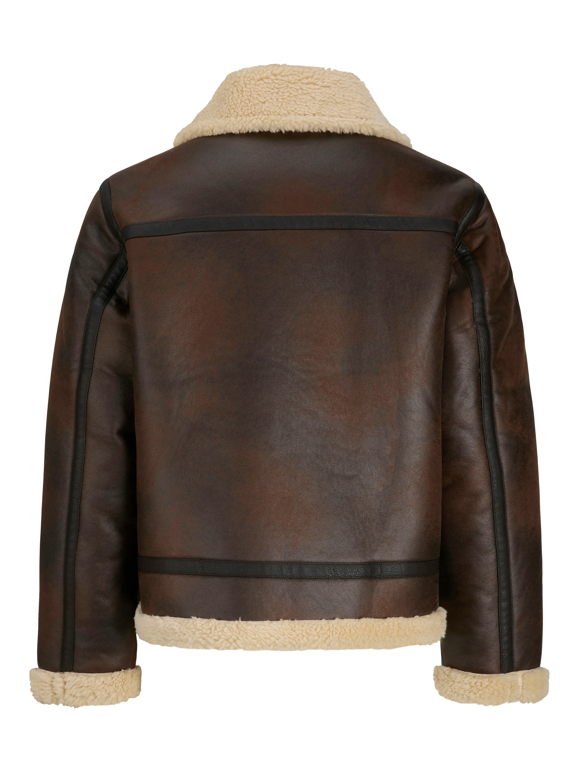 Jack & Jones Outdoorjacke »JORNORREBRO AVIATOR JACKET SN« Lederimitat, mit Teddy Besatz, im Flieger Look