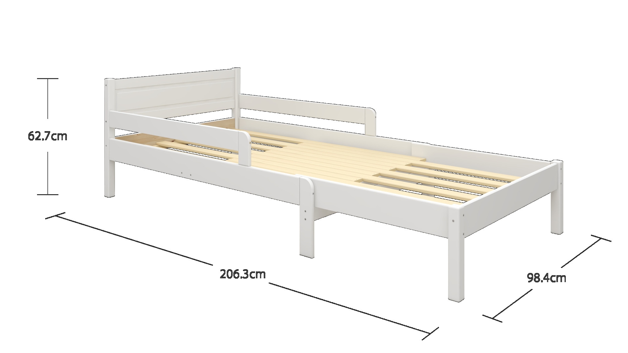 Home affaire Kinderbett »Hero, Massivholzbett, ausziehbar von 140 bis 200 cm, FSC®« 90cm Breite, 140-200cm Liegefläche,  massive Kiefer, mit Lattenrost, zeitlose Optik,  Rausfallschutz