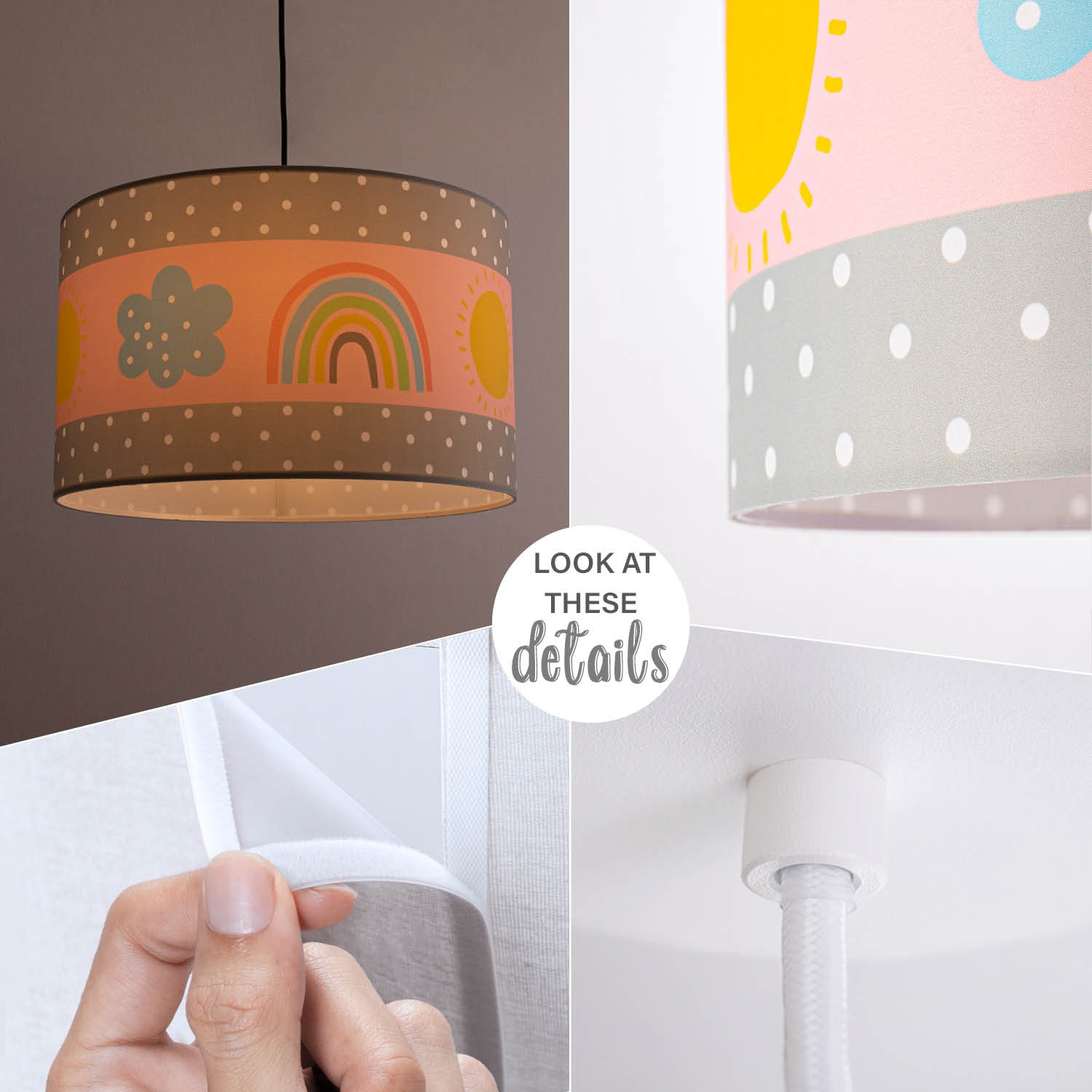 Paco Home Pendelleuchte »Cosmo 962«, 1 flammig, Leuchtmittel E27 | ohne Leuchtmittel, Lampe Kinderzimmer Deckenlampe Regenbogen Sonne Rosa Grau Weiß E27