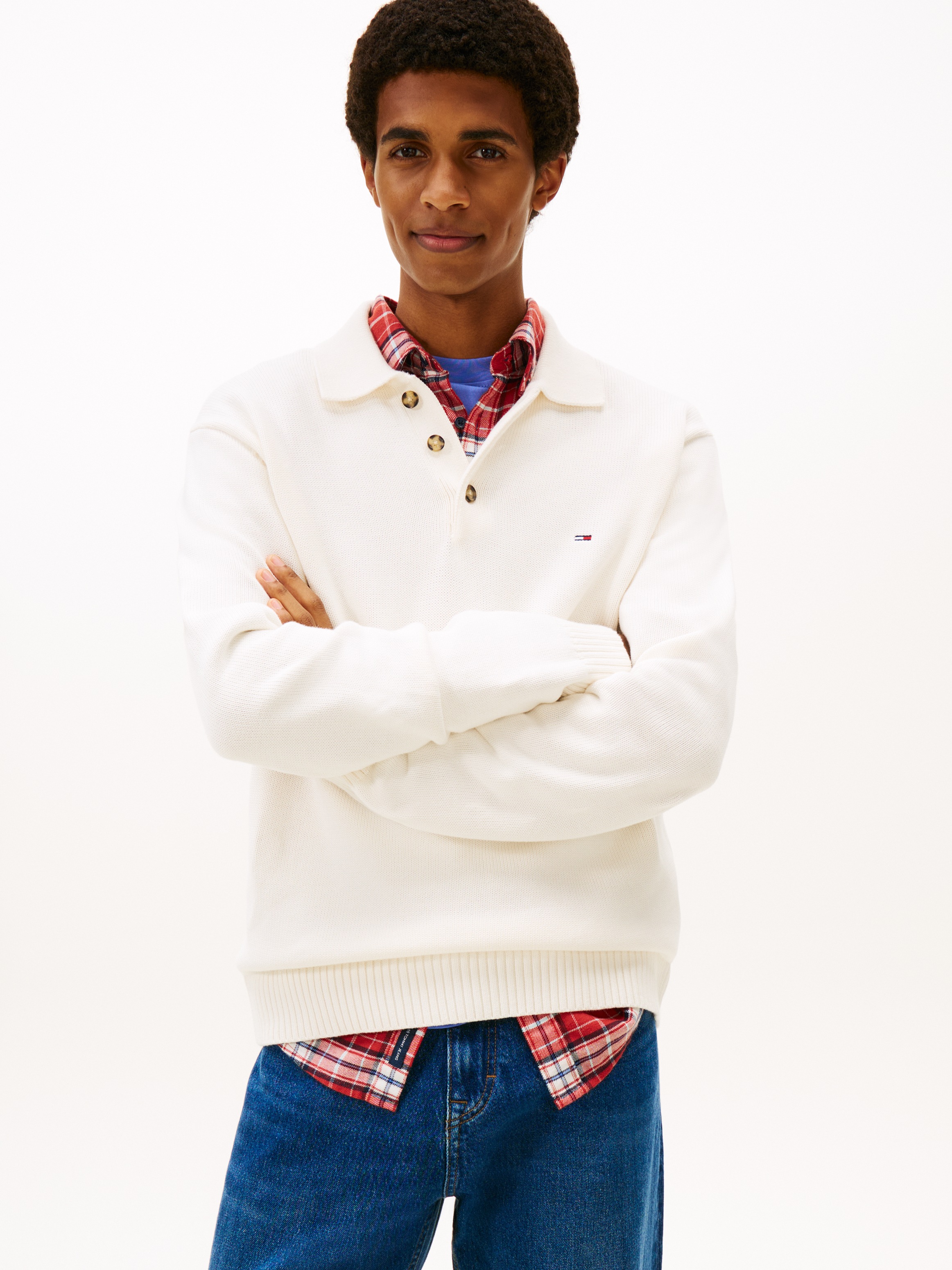 Tommy Jeans Polokragenpullover »Tjm Essential Polo« Slim Fit, Feinstrick