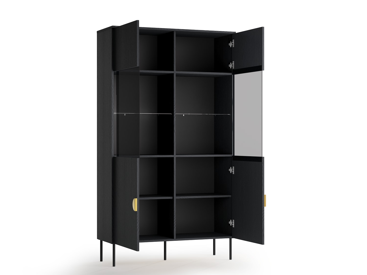 Home affaire Vitrine »BELLOT Vitrineschrank mit 2 Türen, verglast, mit viel Stauraum« Standvitrine/Glasvitrine, matt Hochschrank, Maße B/T/H: 106/40/187 cm