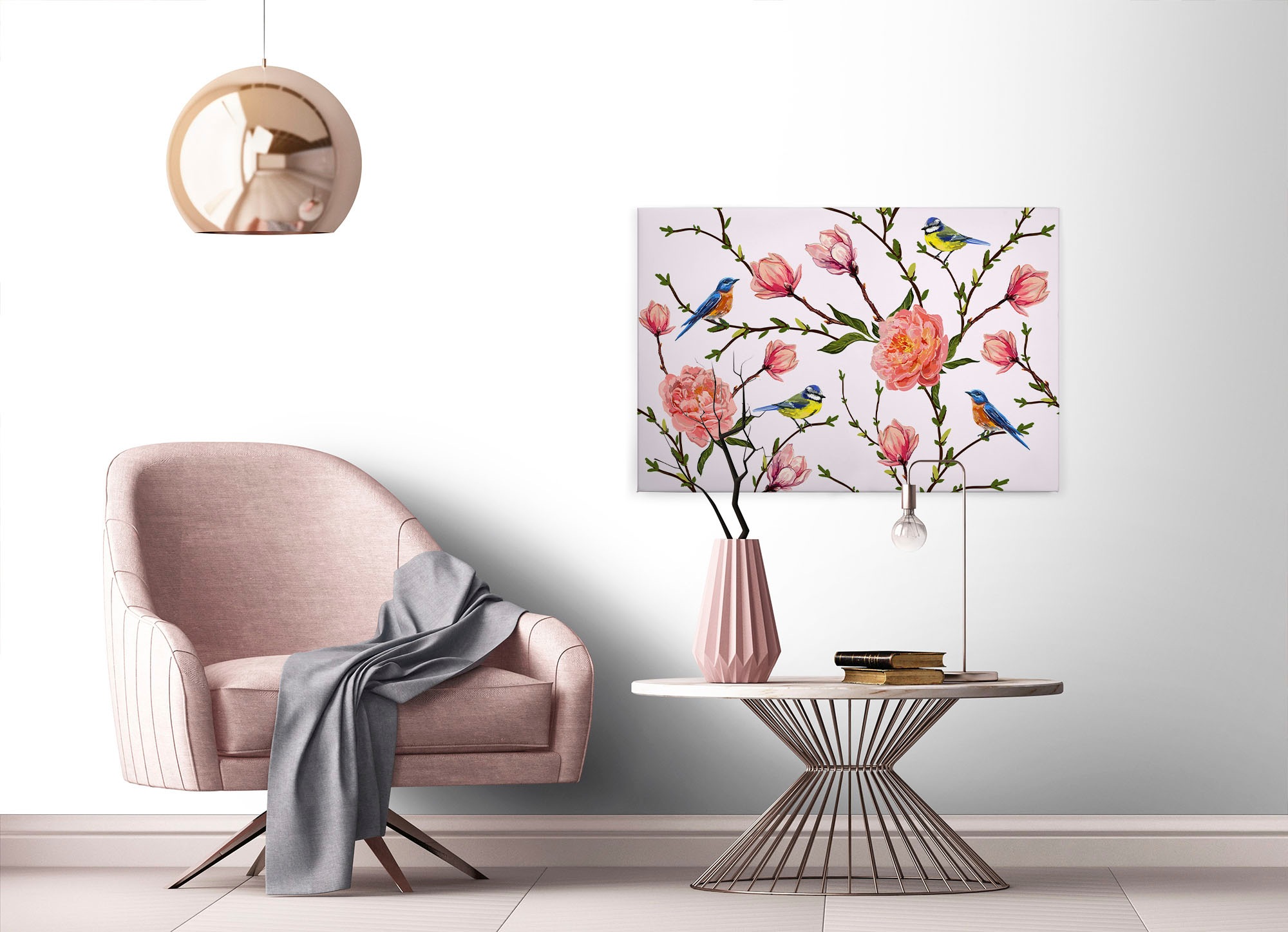 A.S. Création Leinwandbild »Little Birds«, Kunst-Blumen-Kinder, (1 St.), Landhaus Keilrahmen Blumen Rosen Blümchen Leinwand-Bild Wohnzimmer
