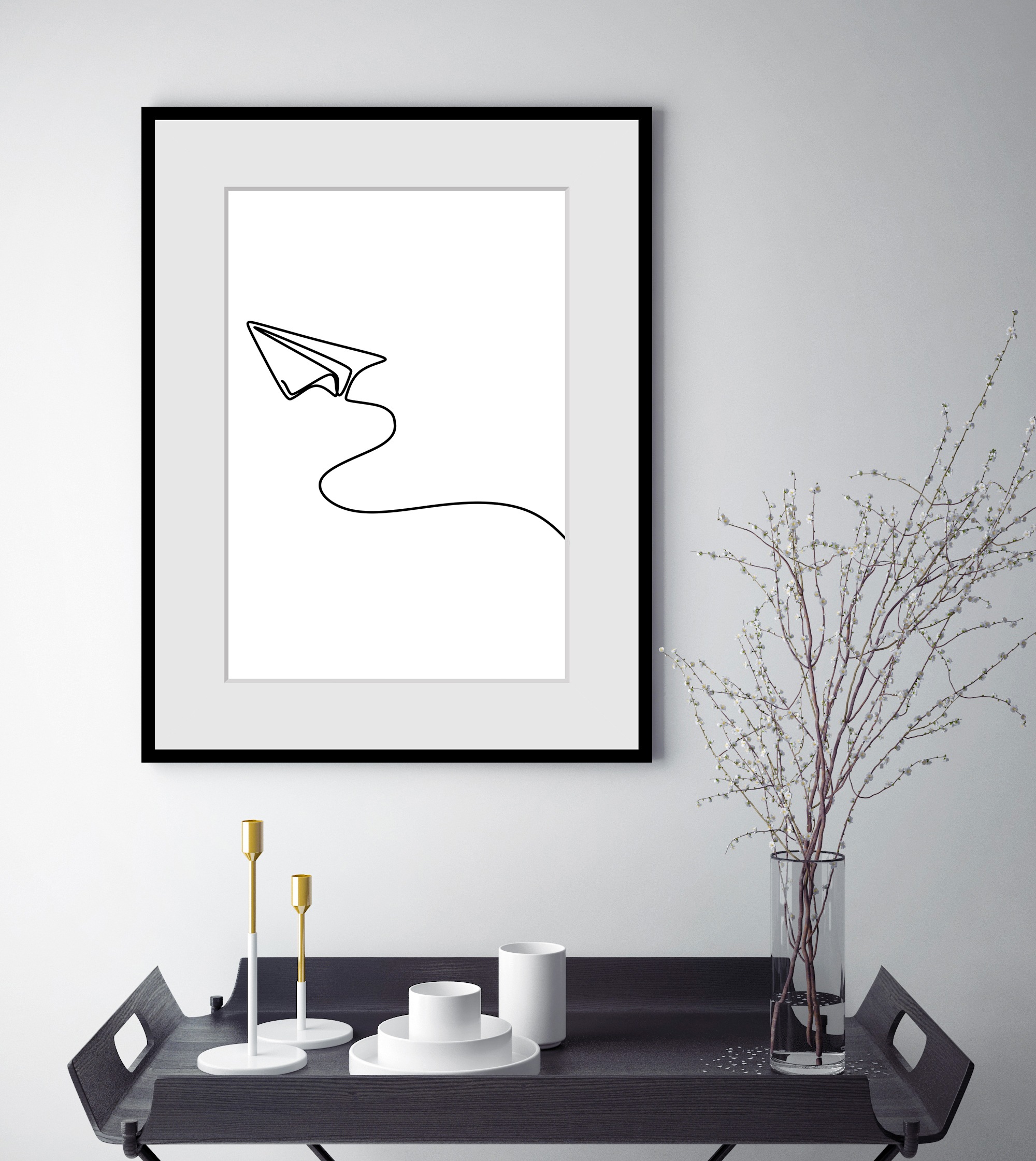 queence Bild »Papier Flugzeug«, Flugzeuge-Kunst-Schwarz-Weiß, HD Premium Po günstig online kaufen