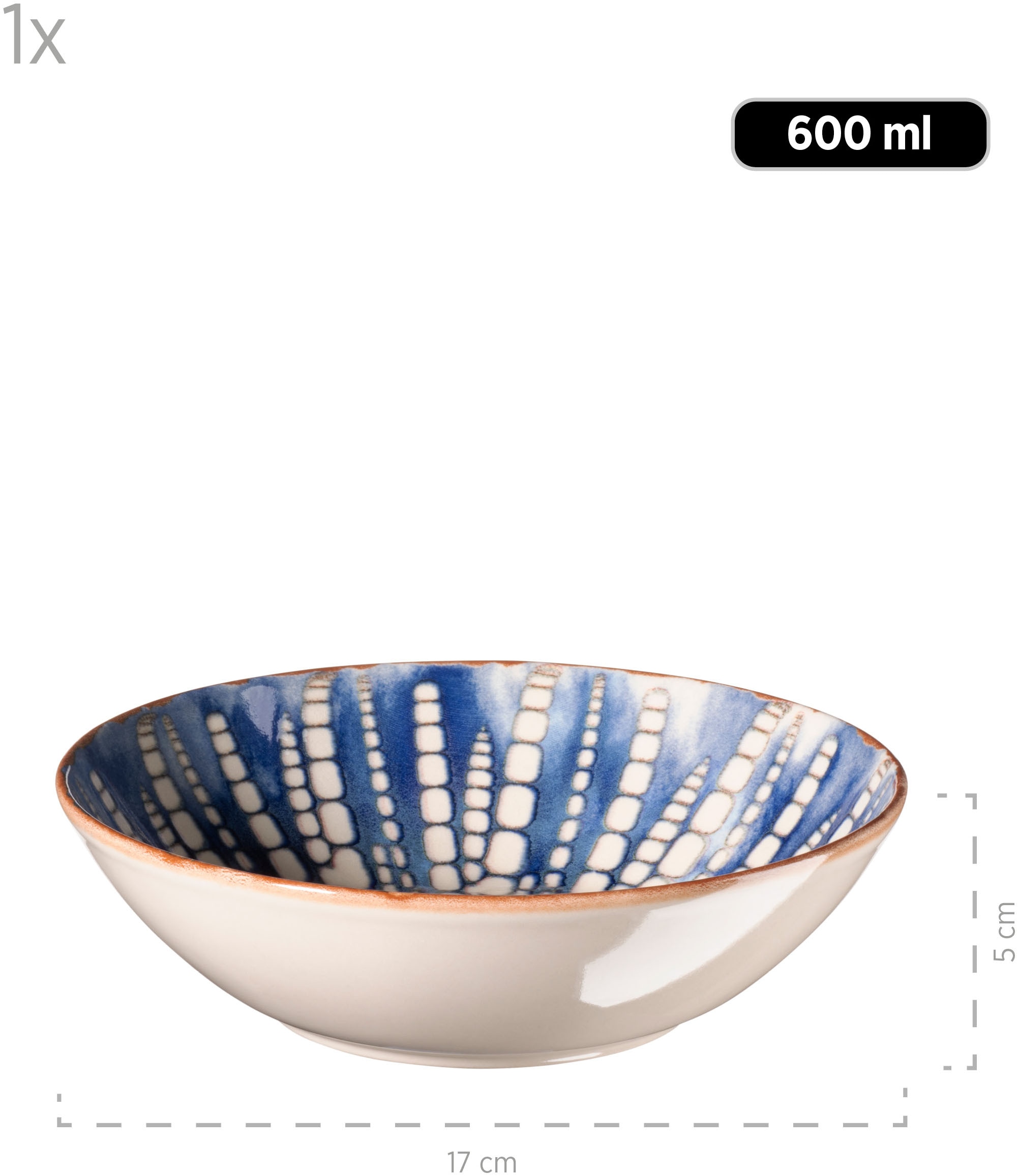 MÄSER Salatschüssel »IBERICO BLUE, Salatschüssel-Set, Steinzeug« 5 Stk. aus Steinzeug