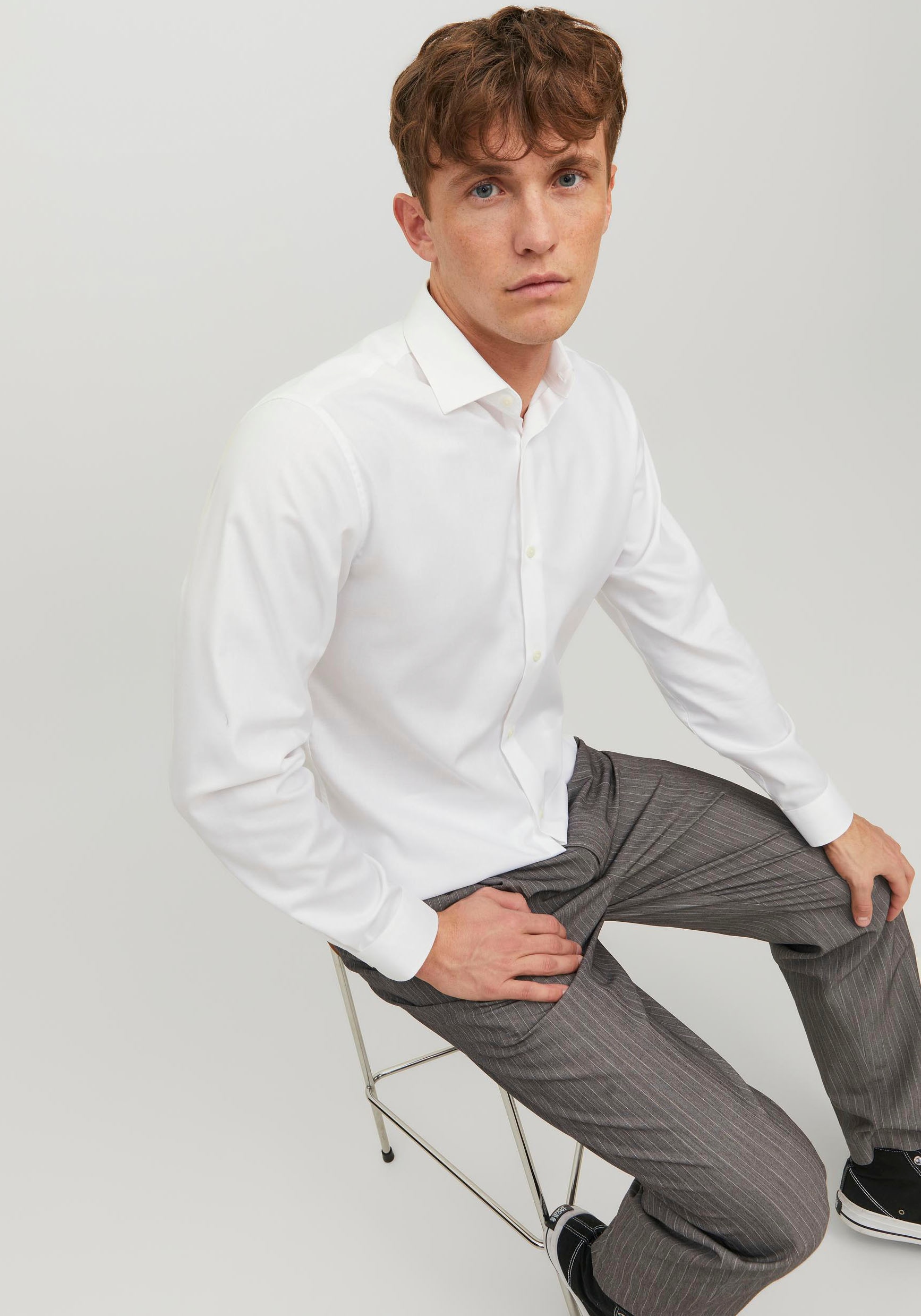Jack & Jones Langarmhemd »JPRBLAPARKER Slim Fit Hemd, atmungsaktiv, ideal für den Alltag«, unifarben, modisch, slim fit, Baumwolle, Hemdkragen