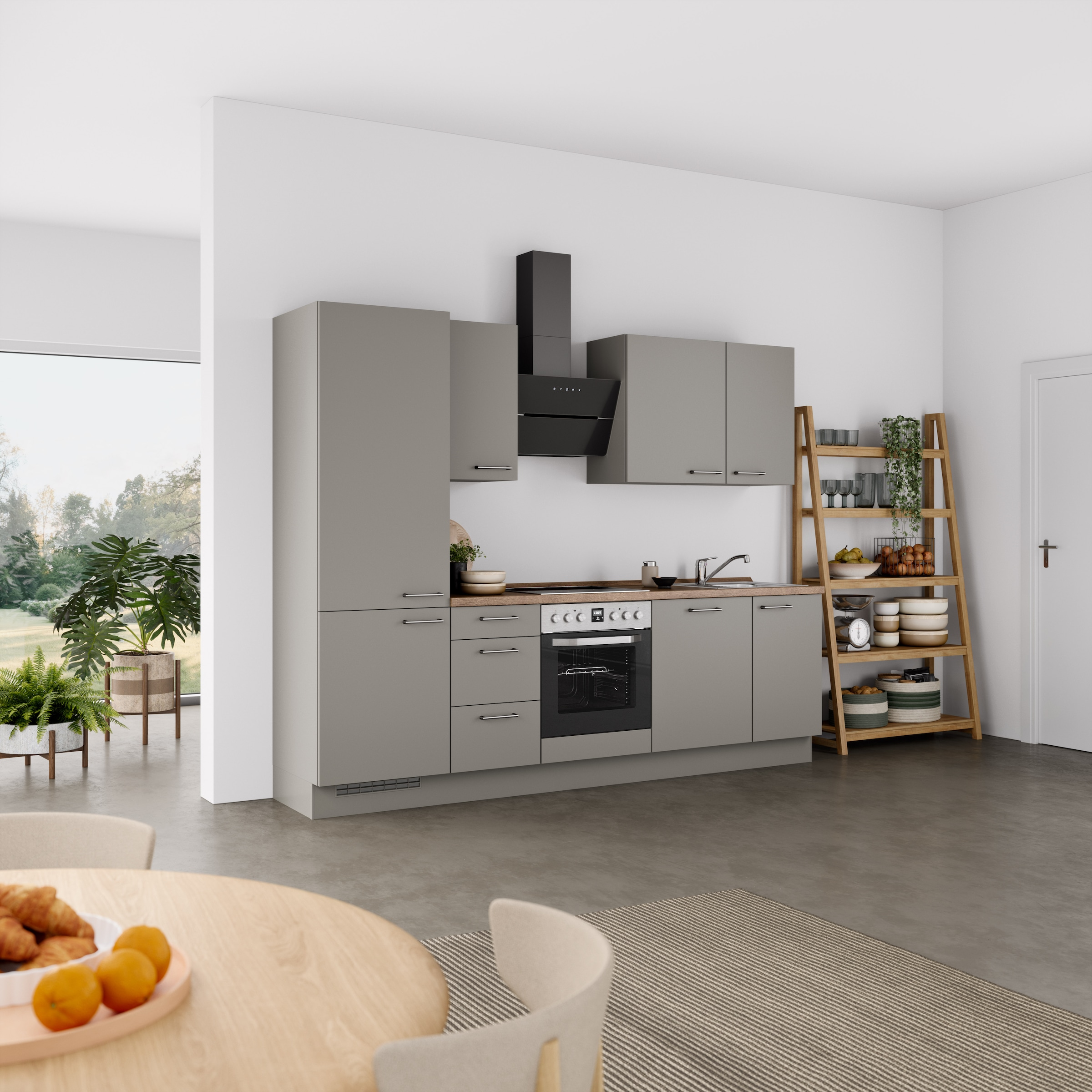 nobilia® Küchenzeile »"Laser II"«, vormontiert, Ausrichtung wählbar, Breite 270 cm, wahlw. mit E-Geräten