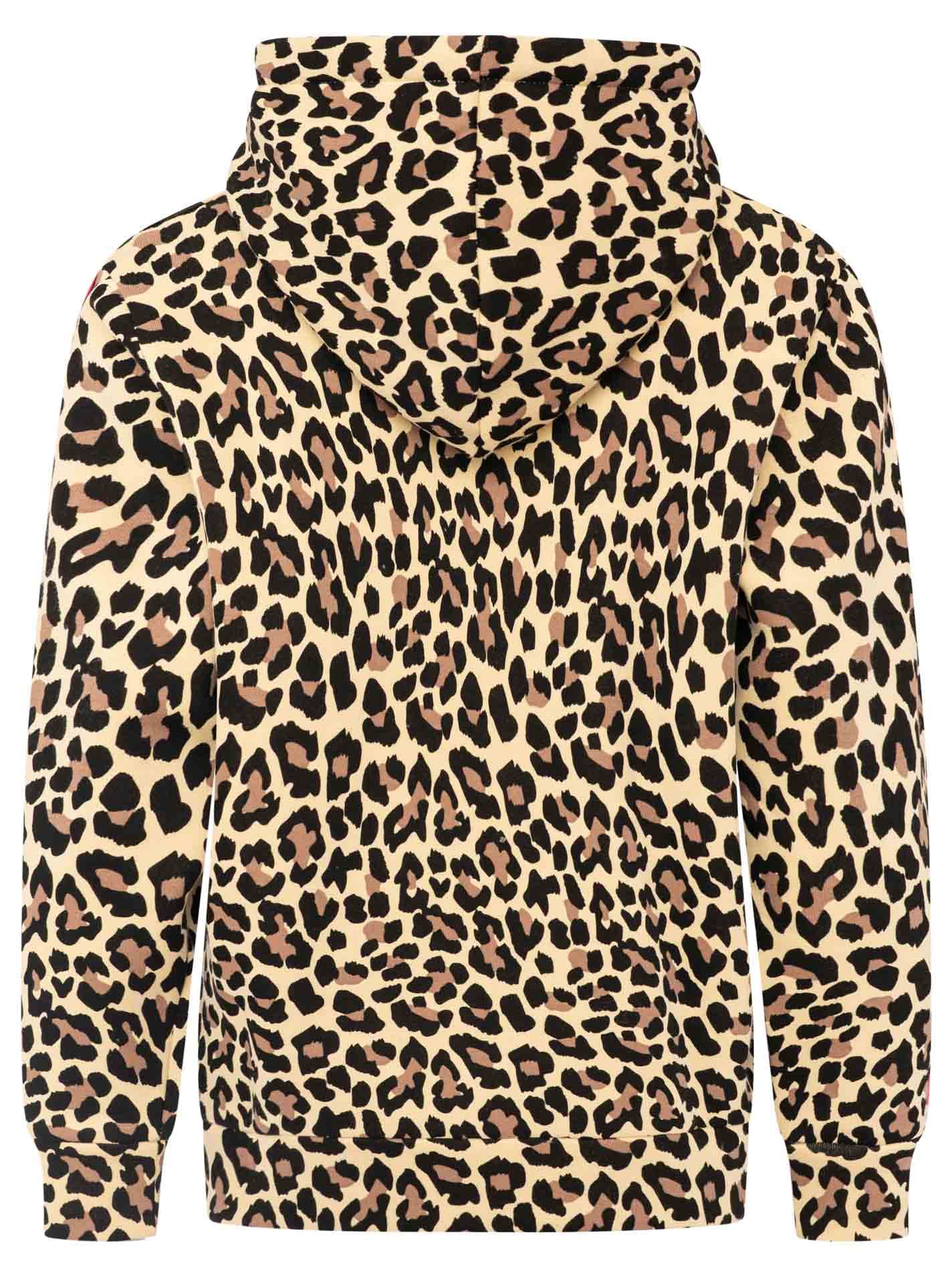 Zwillingsherz Kapuzensweatjacke »"Leo"« Leomuster, pinker Streifen am Arm, Kapuze mit Kordel, Tasche, Zipper