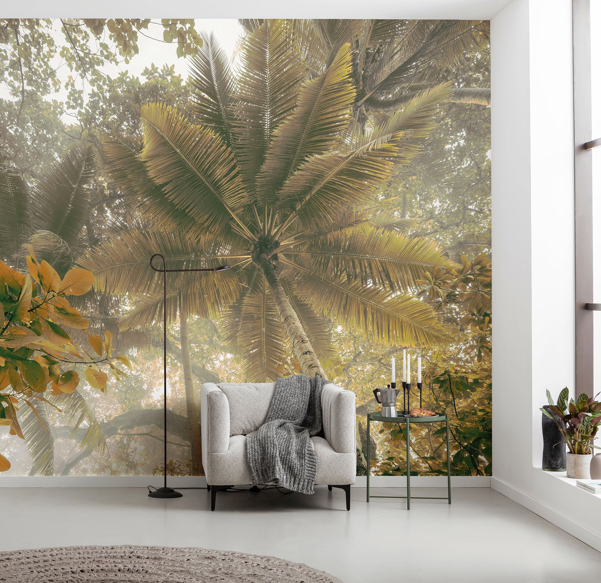 Komar Fototapete »Vlies Fototapete - Palms Panorama - Größe 300 x 250 cm«, günstig online kaufen