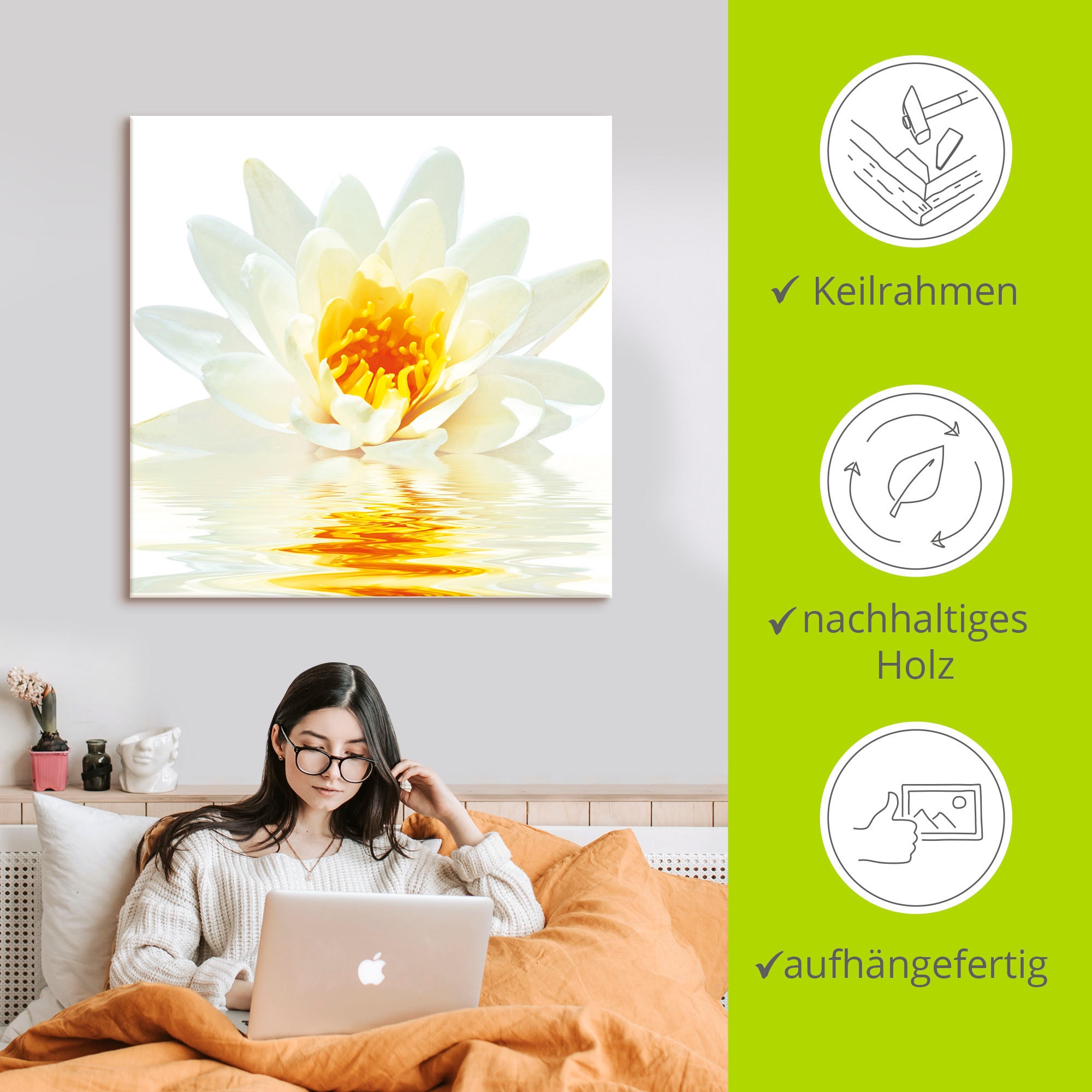 Artland Wandbild »Lotusblume schwimmt im Wasser«, Blumen, (1 St.), als Leinwandbild in verschied. Größen