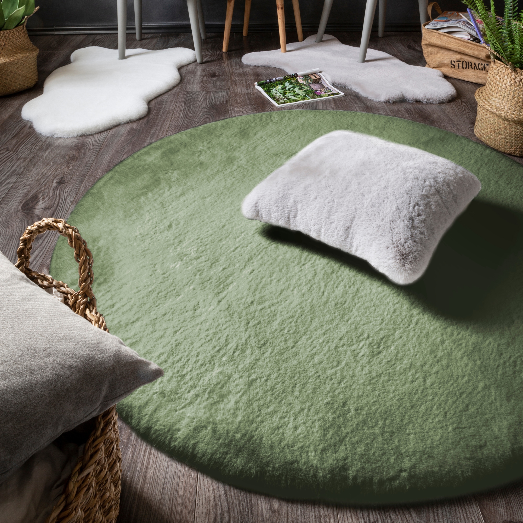 LUXOR living Fellteppich »Novara«, rund, 30 mm Höhe, Kunstfell, Kaninchenfell-Haptik, besonders weicher Hochflor