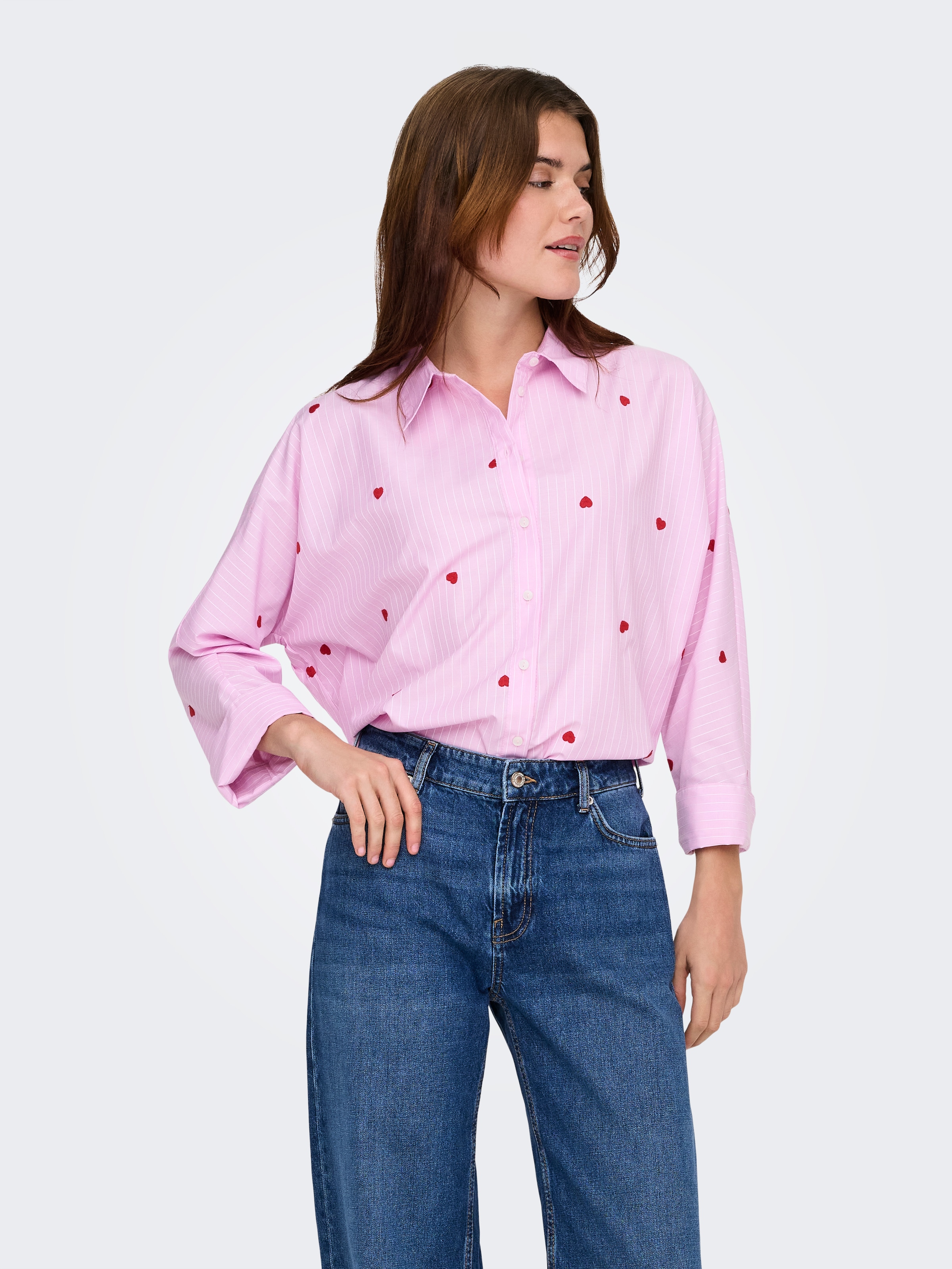 ONLY Hemdbluse »ONLNEW LINA GRACE LS STRIPE EMB SHIRT«