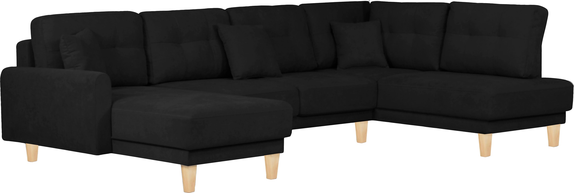 Home affaire Wohnlandschaft »TRIPLO U-Form wahlweise mit Schlaffunktion, B/T/H: 310/192/90 cm«, Schlafsofa, auch mit Bettkasten, Steppung im Rückenkissen