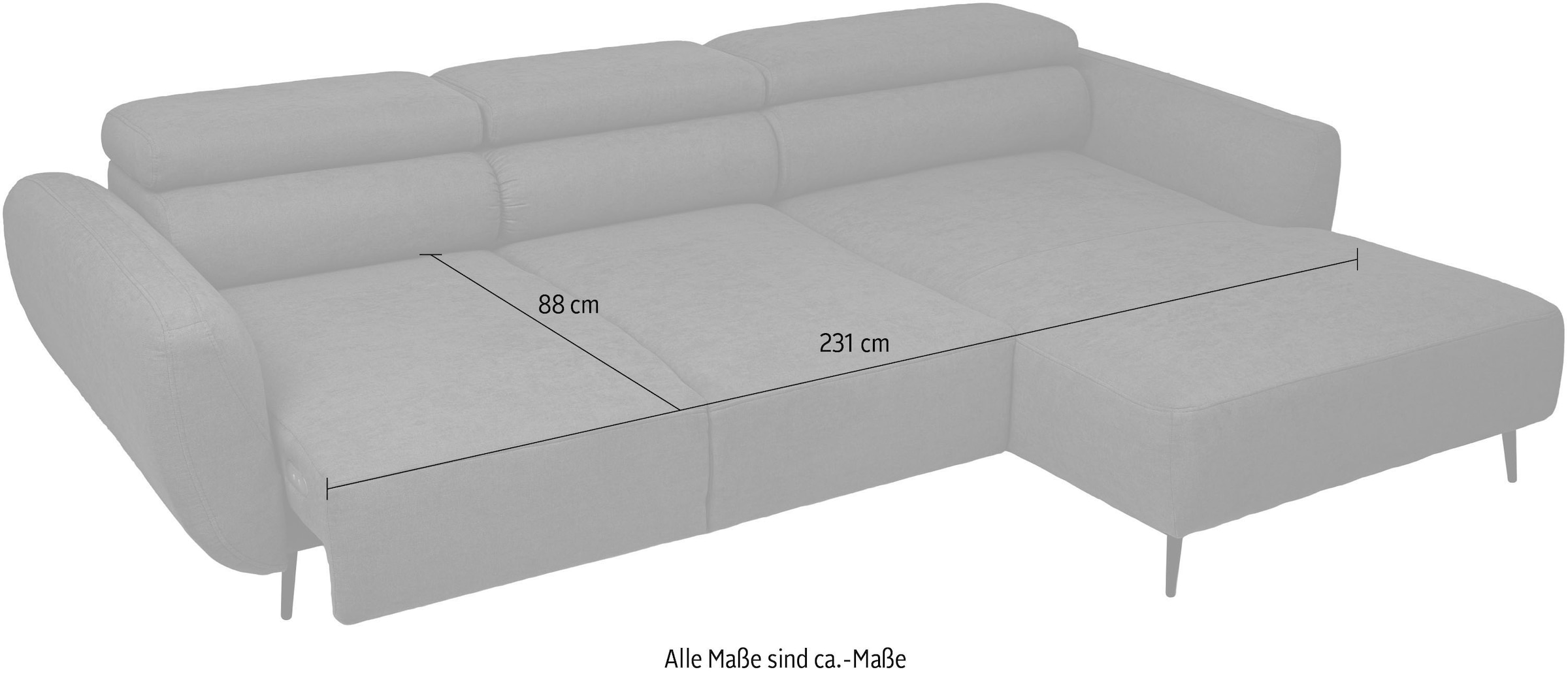 WERK2 Ecksofa »Alisson 277 x 174 cm modern & bequem, bodenfrei, Multifunktionen« Cord, L-Form, XXL, elektrische Sitztiefenverstellung, Schlaffunktion