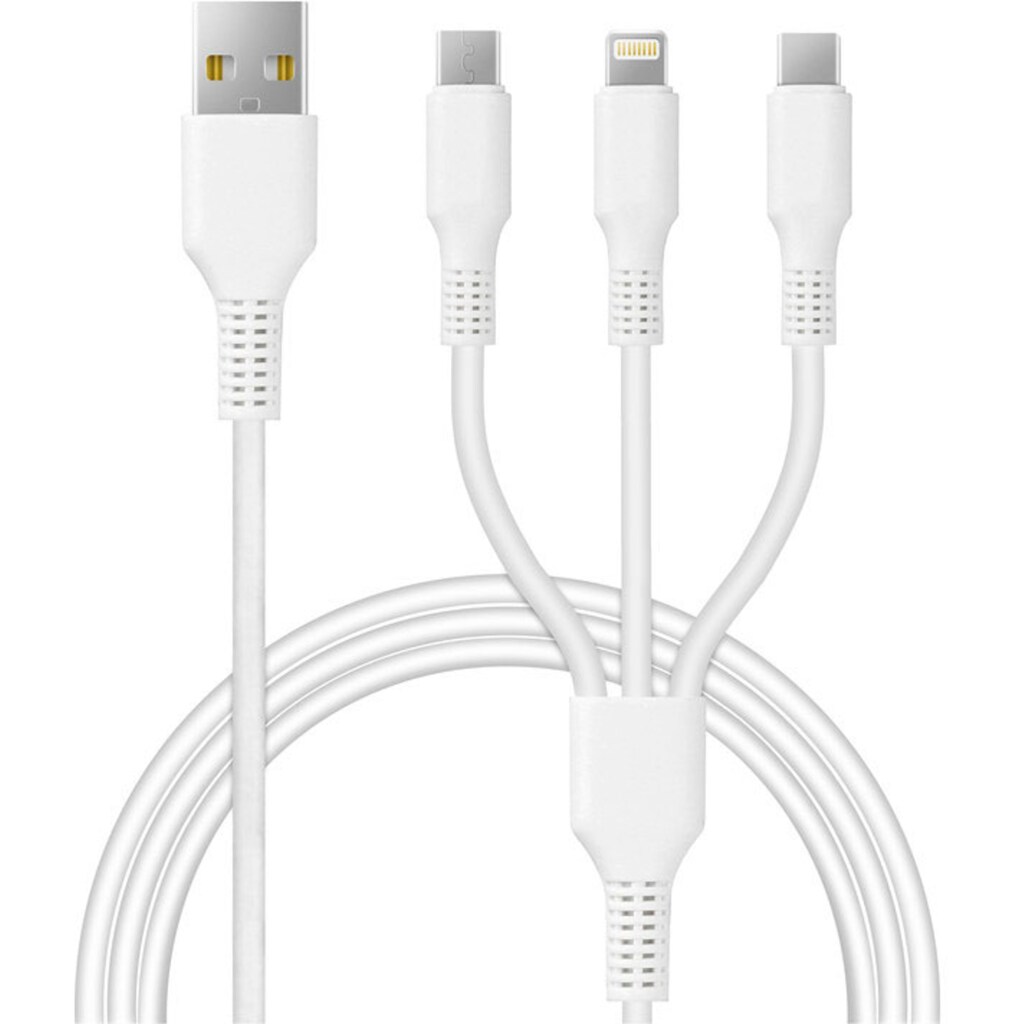 Hanseatic Smartphone-Kabel, multifunktionelles 3 in1 Ladekabel, USB-C, Micro-USB, IP Anschluß