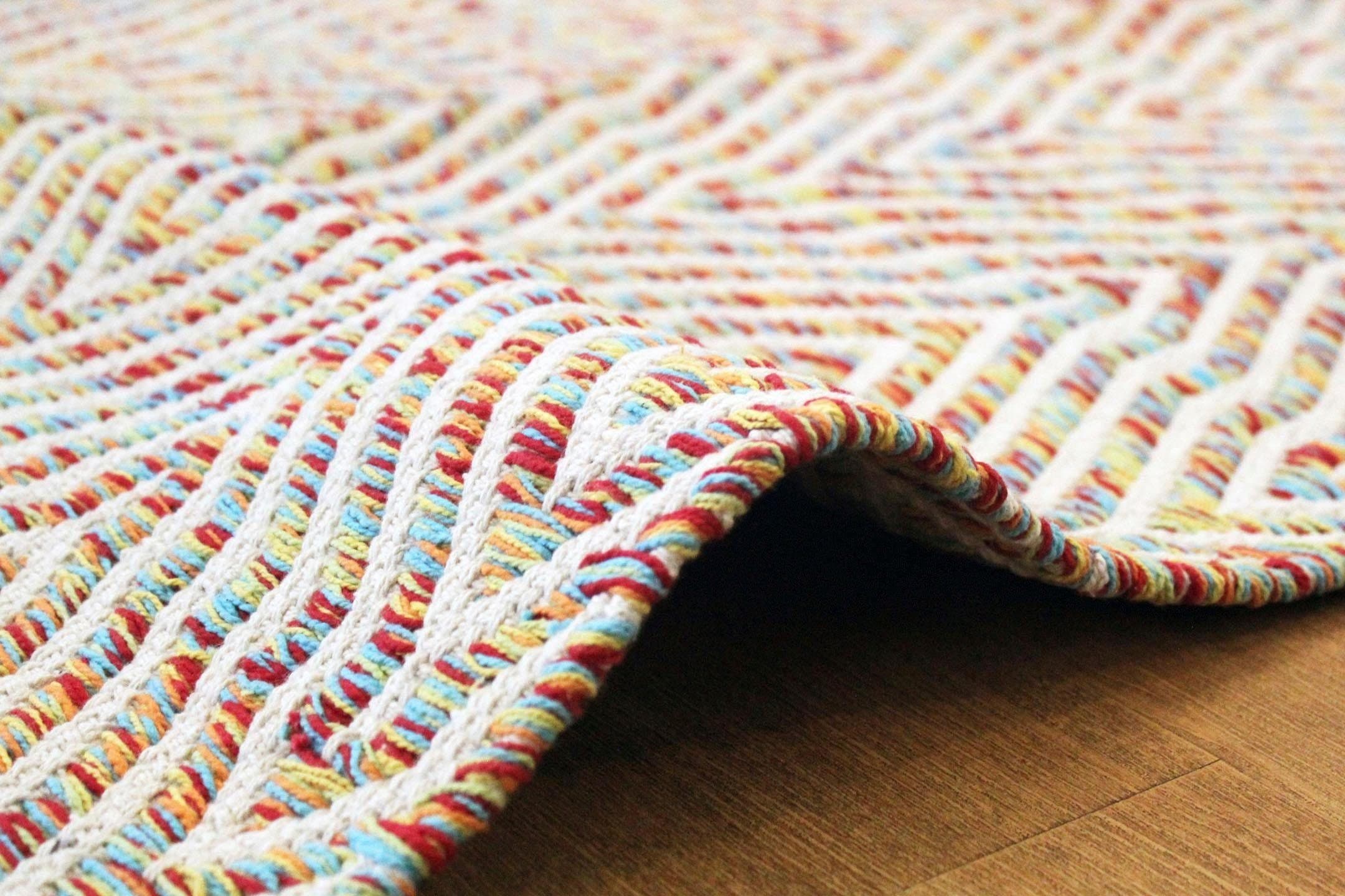 calo-deluxe Teppich »Luba 433«, rechteckig, 7 mm Höhe, reine Baumwolle, handgewebt, Wohnzimmer, Kinderzimmer