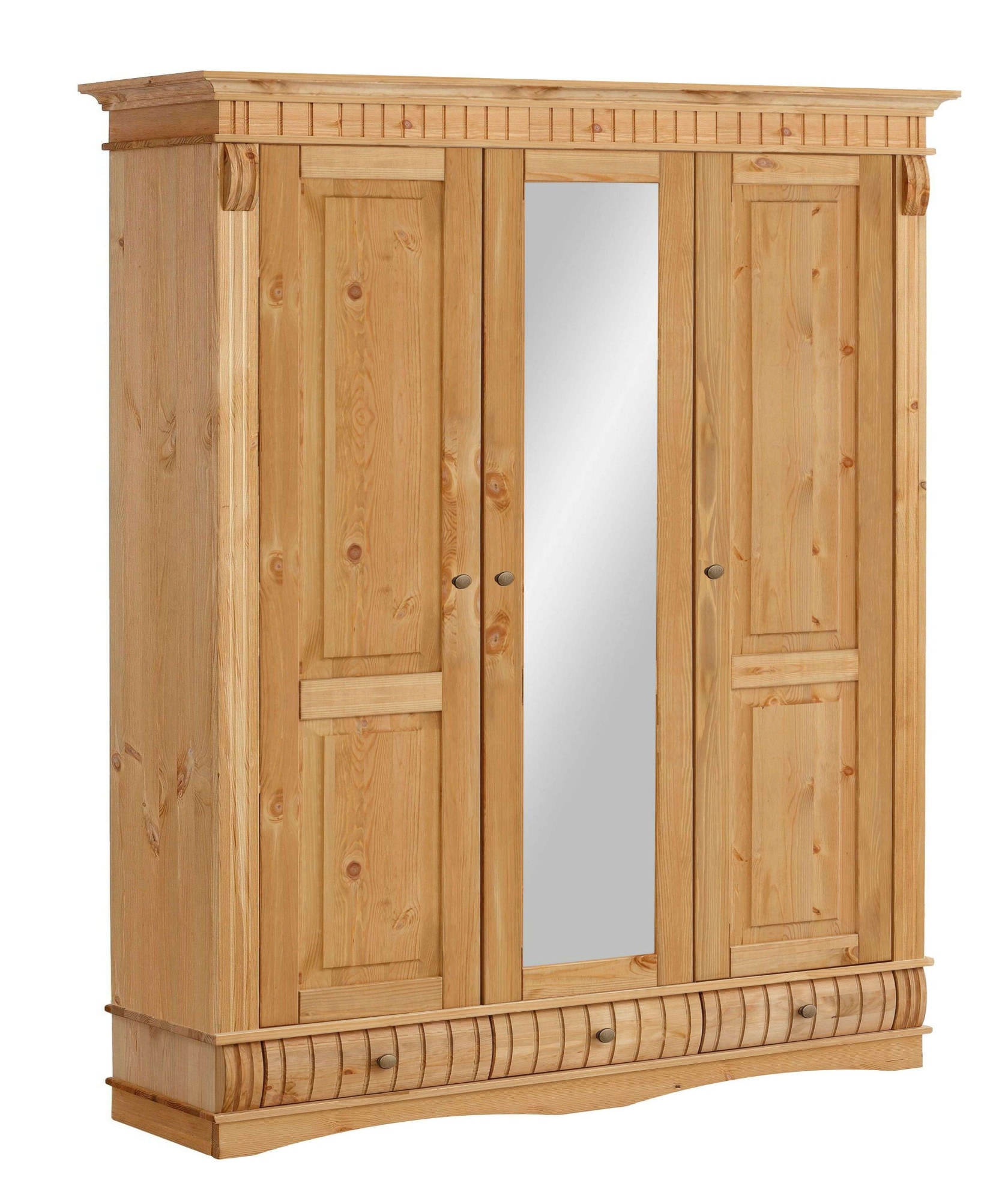 OTTO home Kleiderschrank »Teresa« 3 Türen, aus massiver Kiefer, Breite 152 cm, mit Spiegel, FSC®