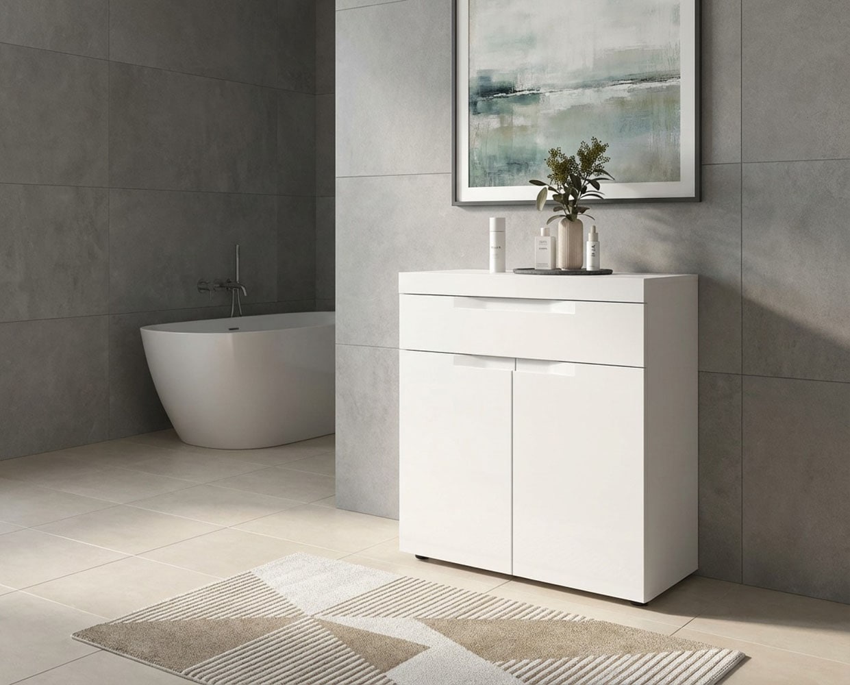 OTTO home Badkommode »MAOI, Breite 75 cm, 2 Türen, 1 Schubkasten, 2 Fächer« Badezimmerschrank, Schrank, Kommode, Midischrank, Bad, Badezimmer