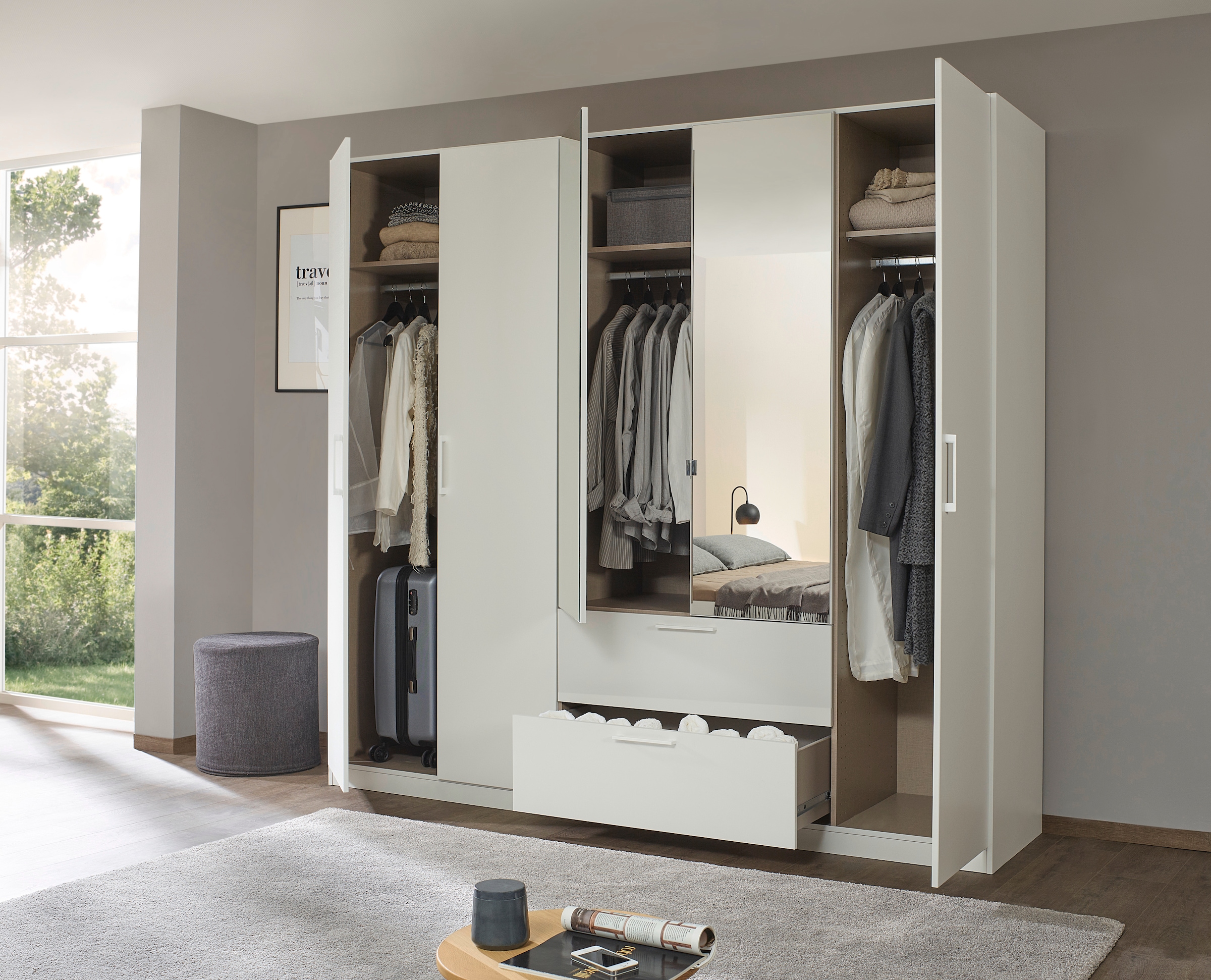 INOSIGN BY RAUCH Drehtürenschrank »Kleiderschrank Schrank Garderobe Wäscheschrank CHALLENGER«, mit Spiegeltüren und geräumigen Schubladen MADE IN GERMANY