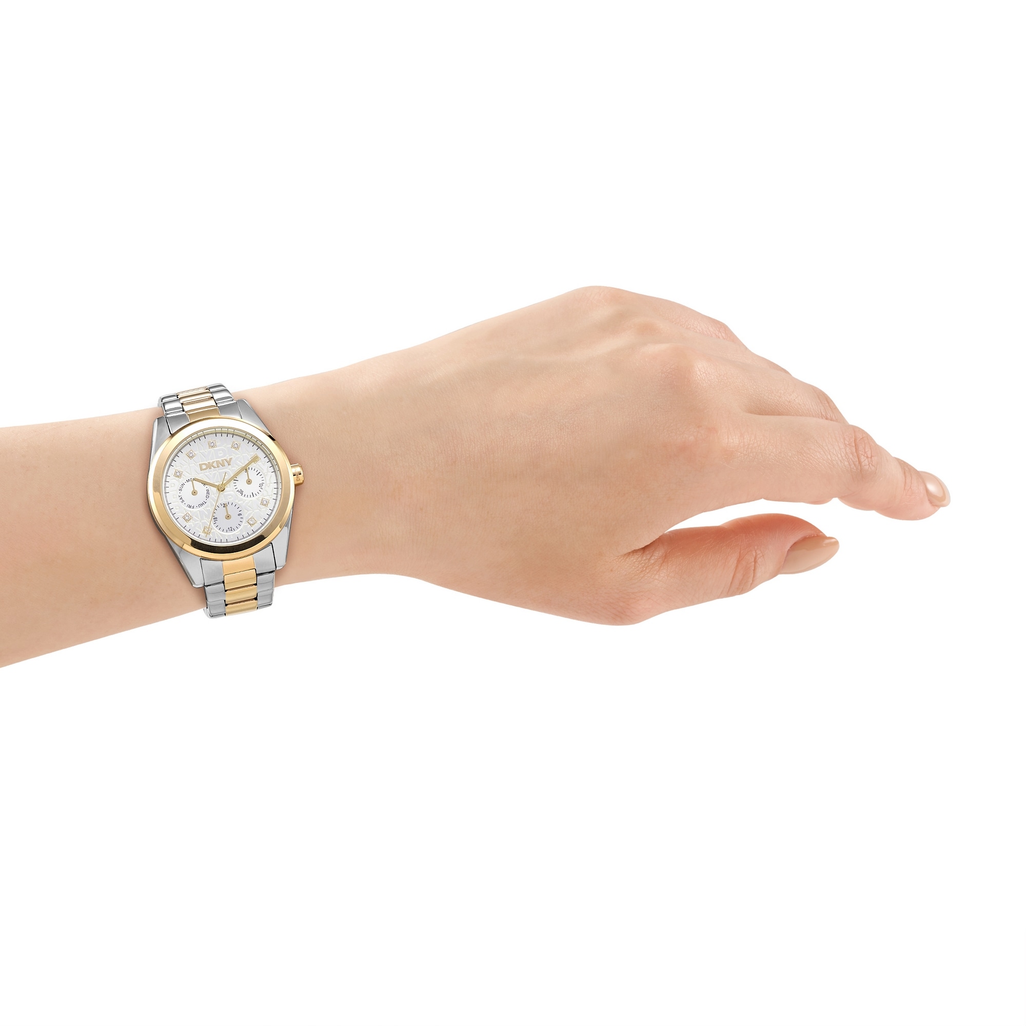 DKNY Quarzuhr »Mulit Function Watch twotone« Armbanduhr, Damenuhr, Edelstahlarmband, analog, Tag