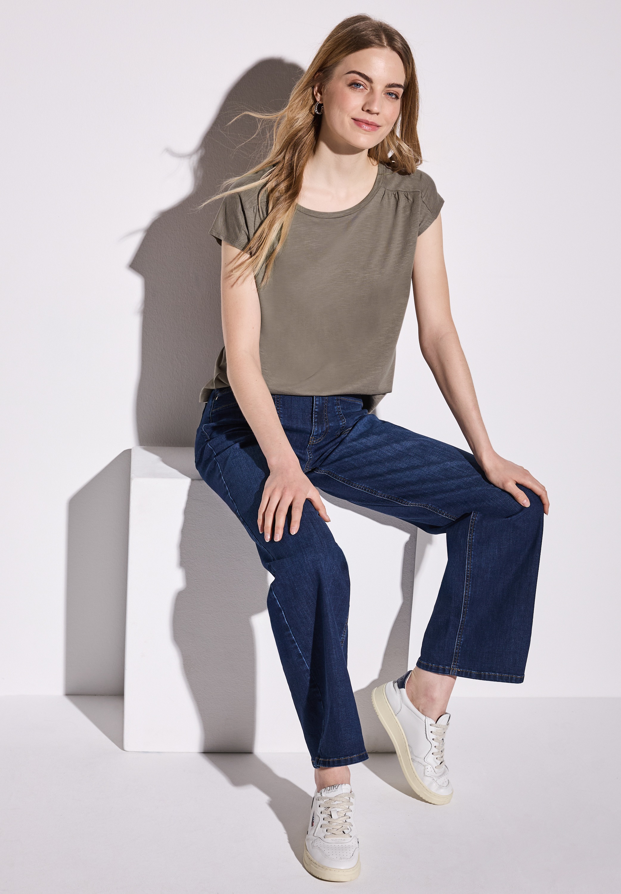 STREET ONE Shirttop, mit Raffung an der Schulter