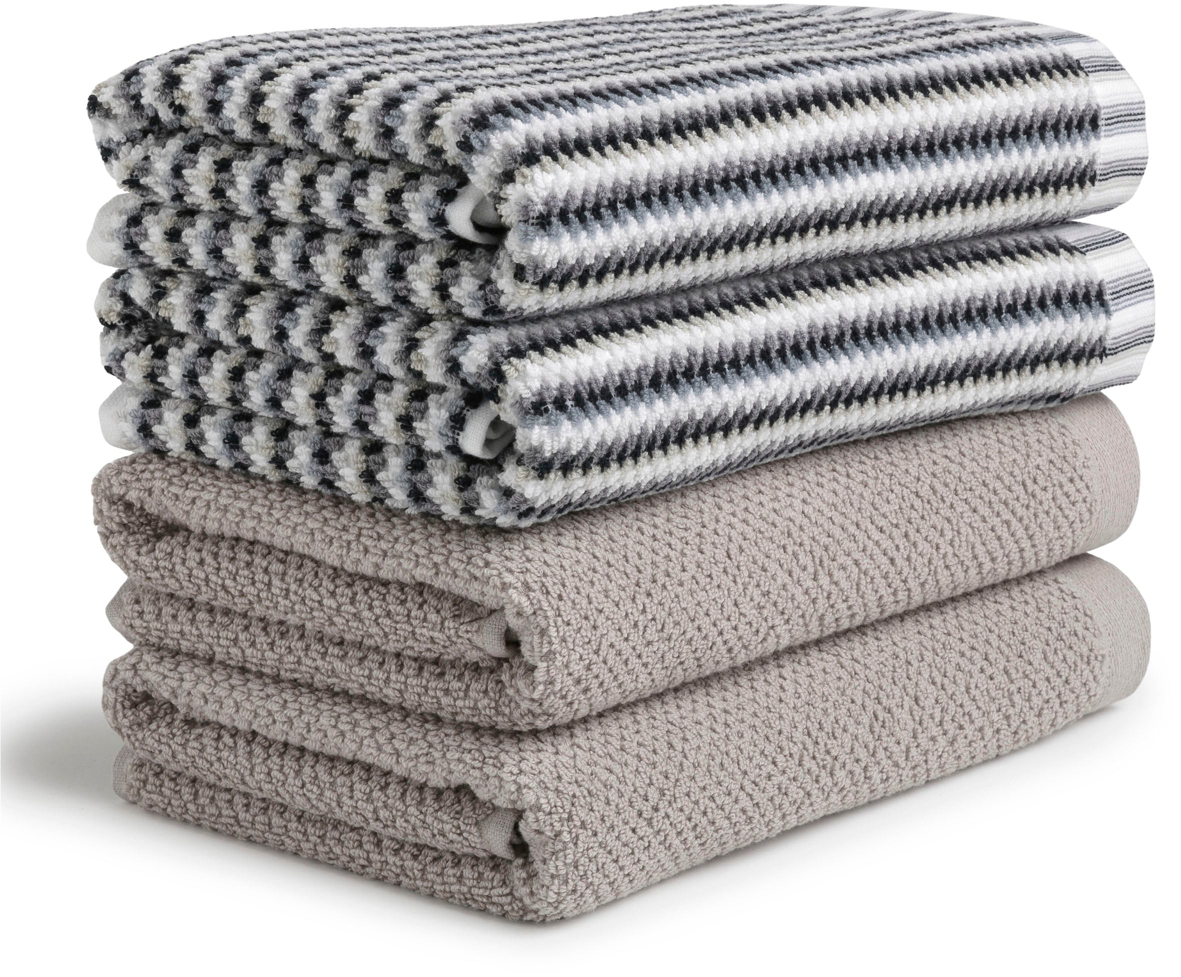 Handtuch Set »Bliss Handtuch Set« Set 4 Walkfrottier Perlstruktur mit leichtem Massageeffekt silber Walkfrottier, Obermaterial: 100% Baumwolle 4, 