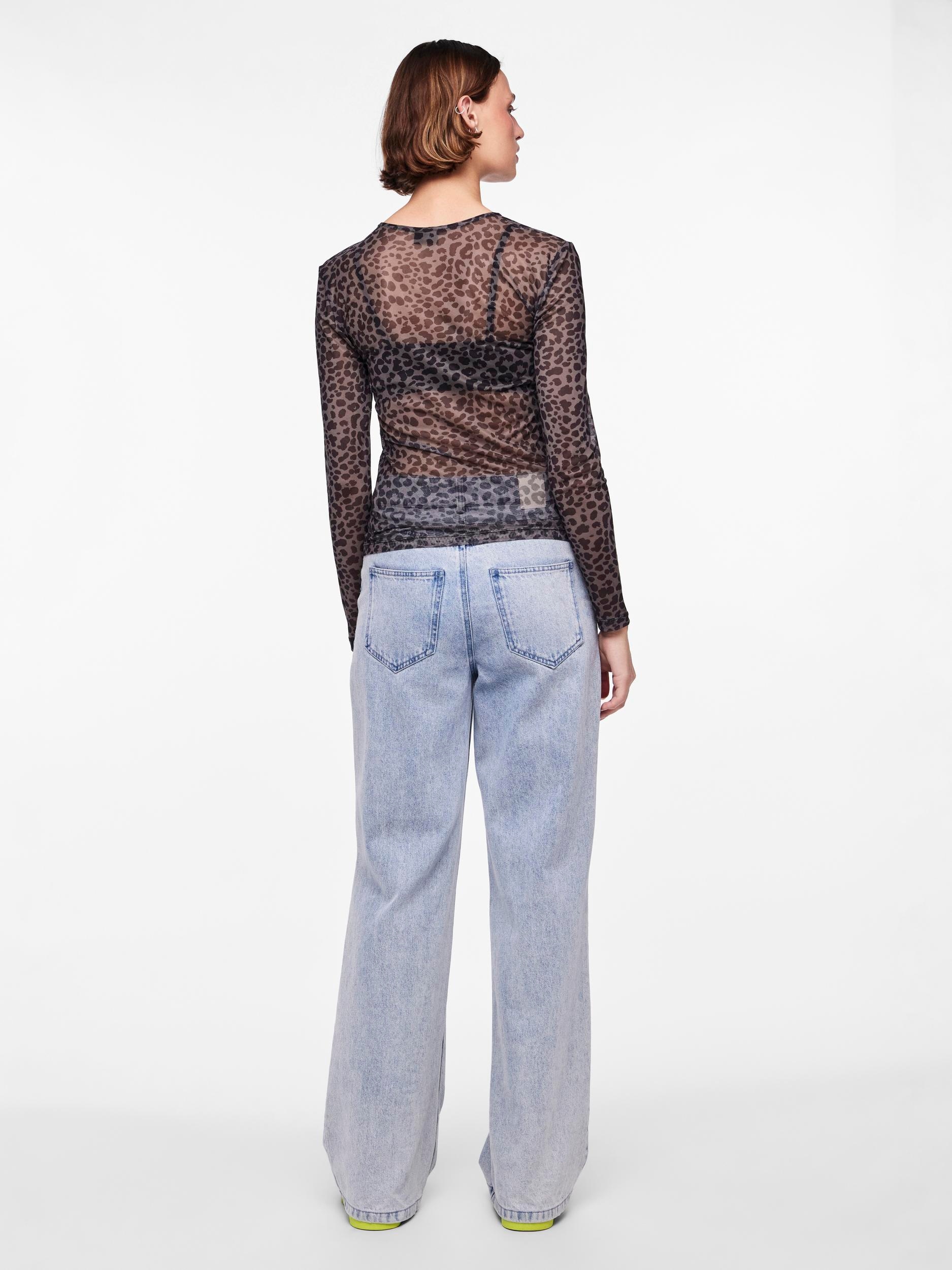 pieces Langarmshirt »PCNINNI LS MESH TOP NOOS BC« Materialmix, regular fit