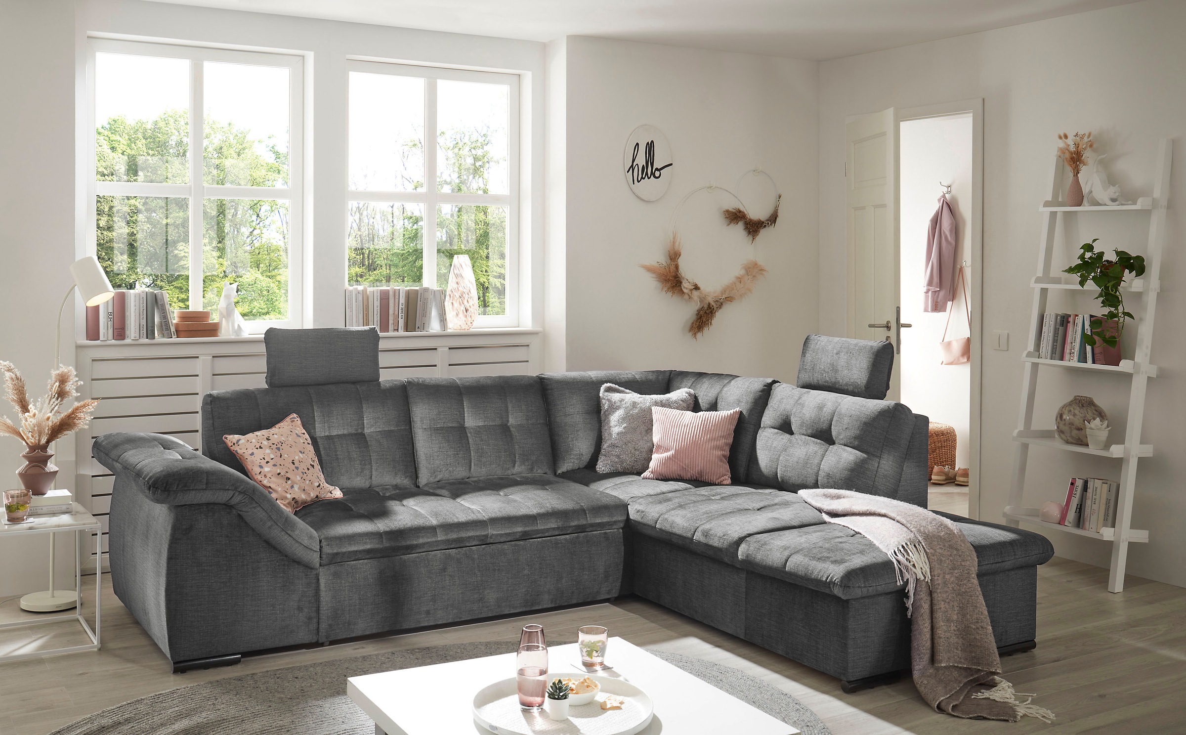 ED EXCITING DESIGN Ecksofa "Estrella L-Form", mit Bettfunktion, Bettkasten, günstig online kaufen