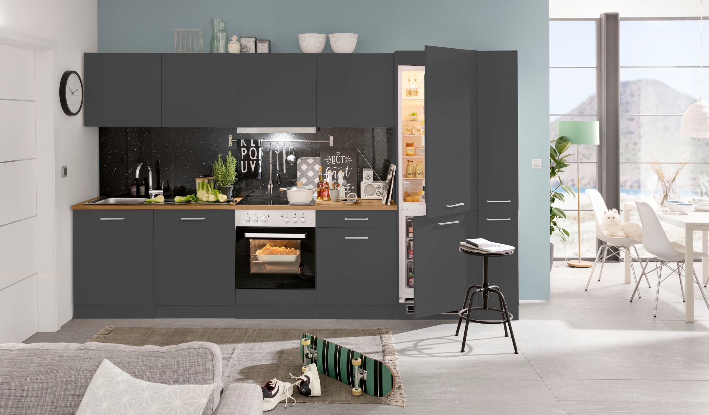 KOCHSTATION Küchenzeile »KS-Kehl«, mit E-Geräten, Breite 330 cm, inkl. Kühl günstig online kaufen